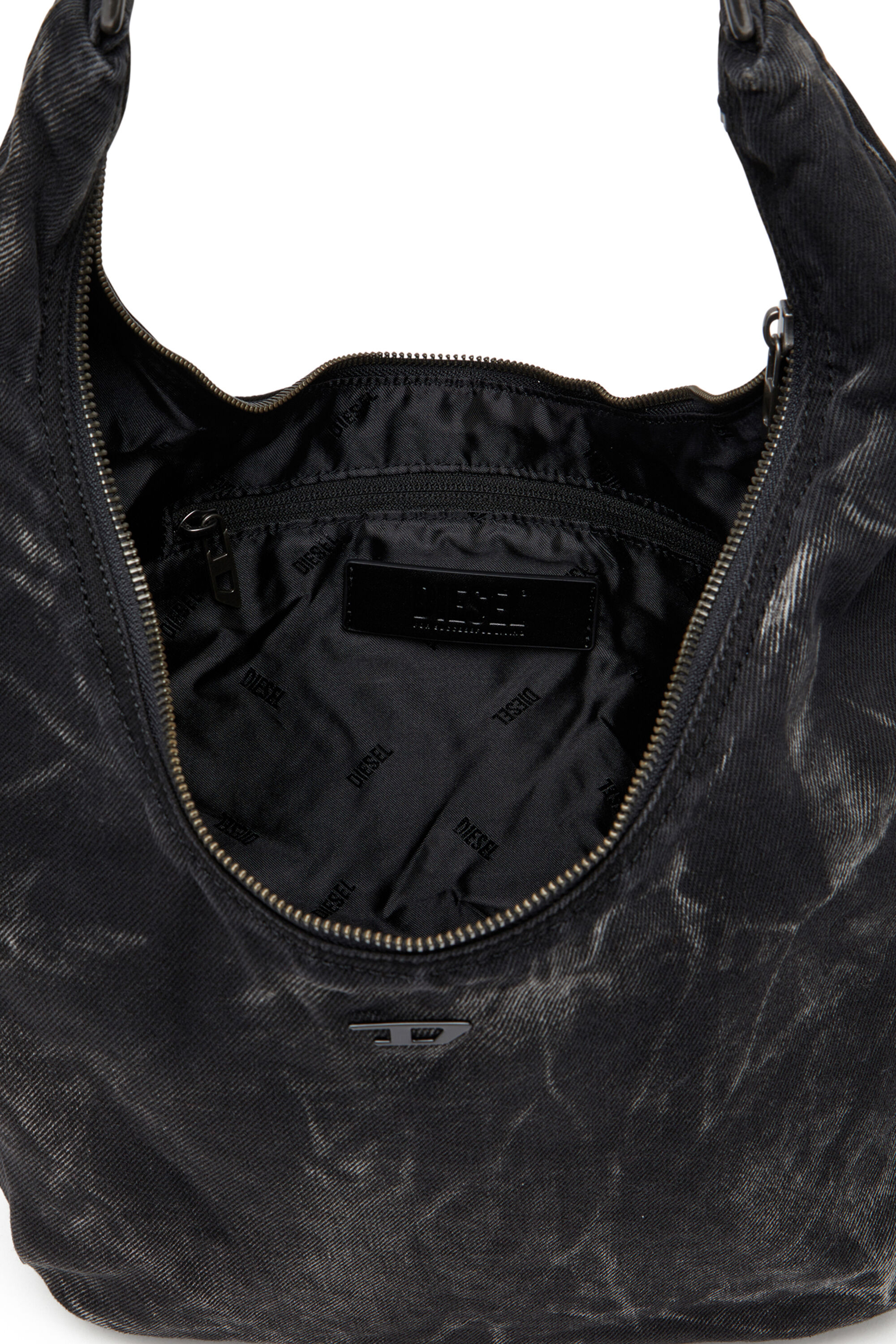 Diesel - RAVE HOBO X, Unisex's Rave - Hobo denim bag with zipper in Black - 2