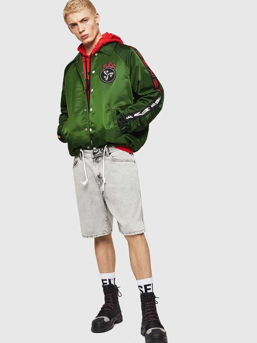 J Akito Emb Men Embellished Coach Jacket In Nylon Diesel