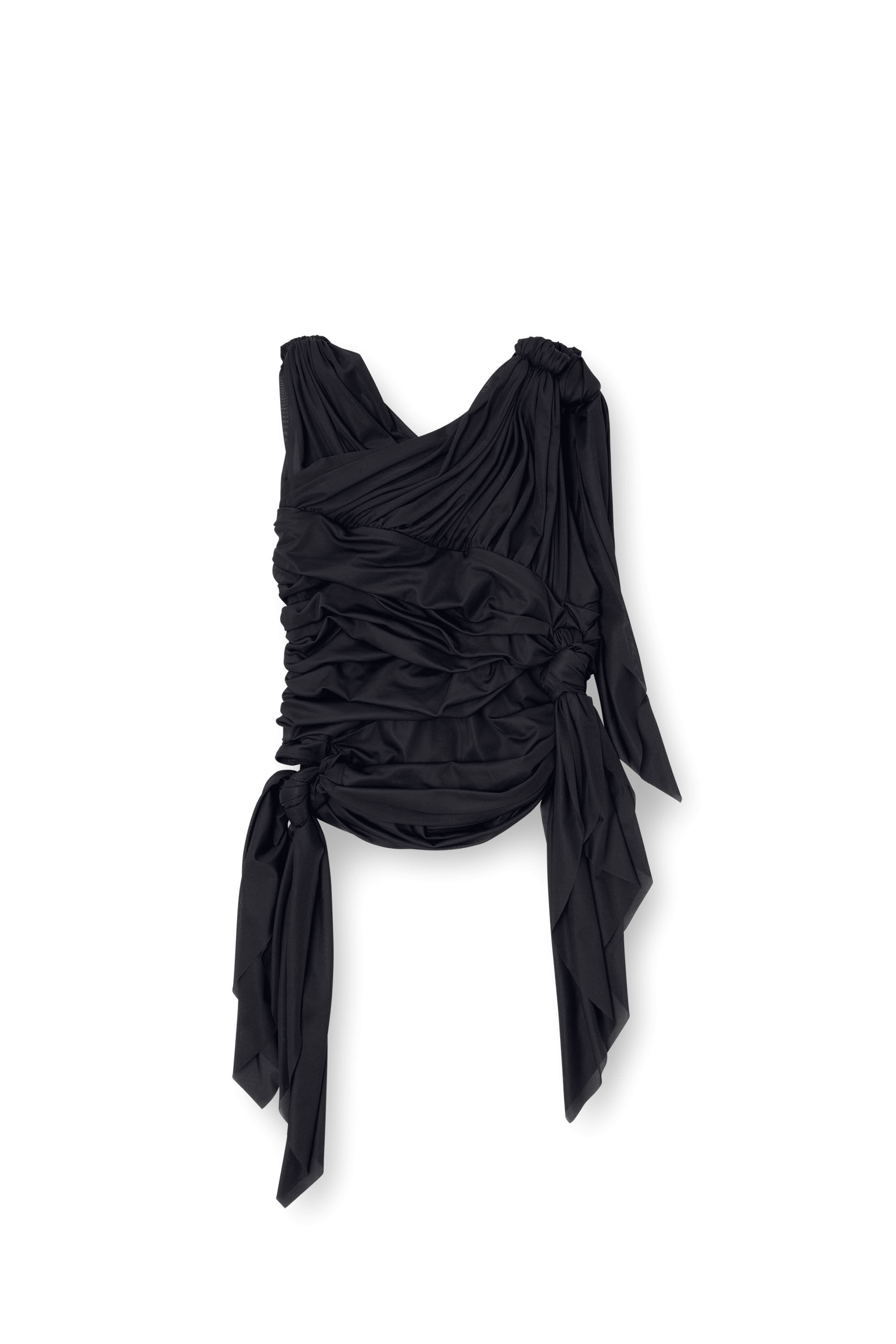 Diesel - T-PERSEA-PLAIN, Top drapeado en jersey elástico Mujer in Negro - 2