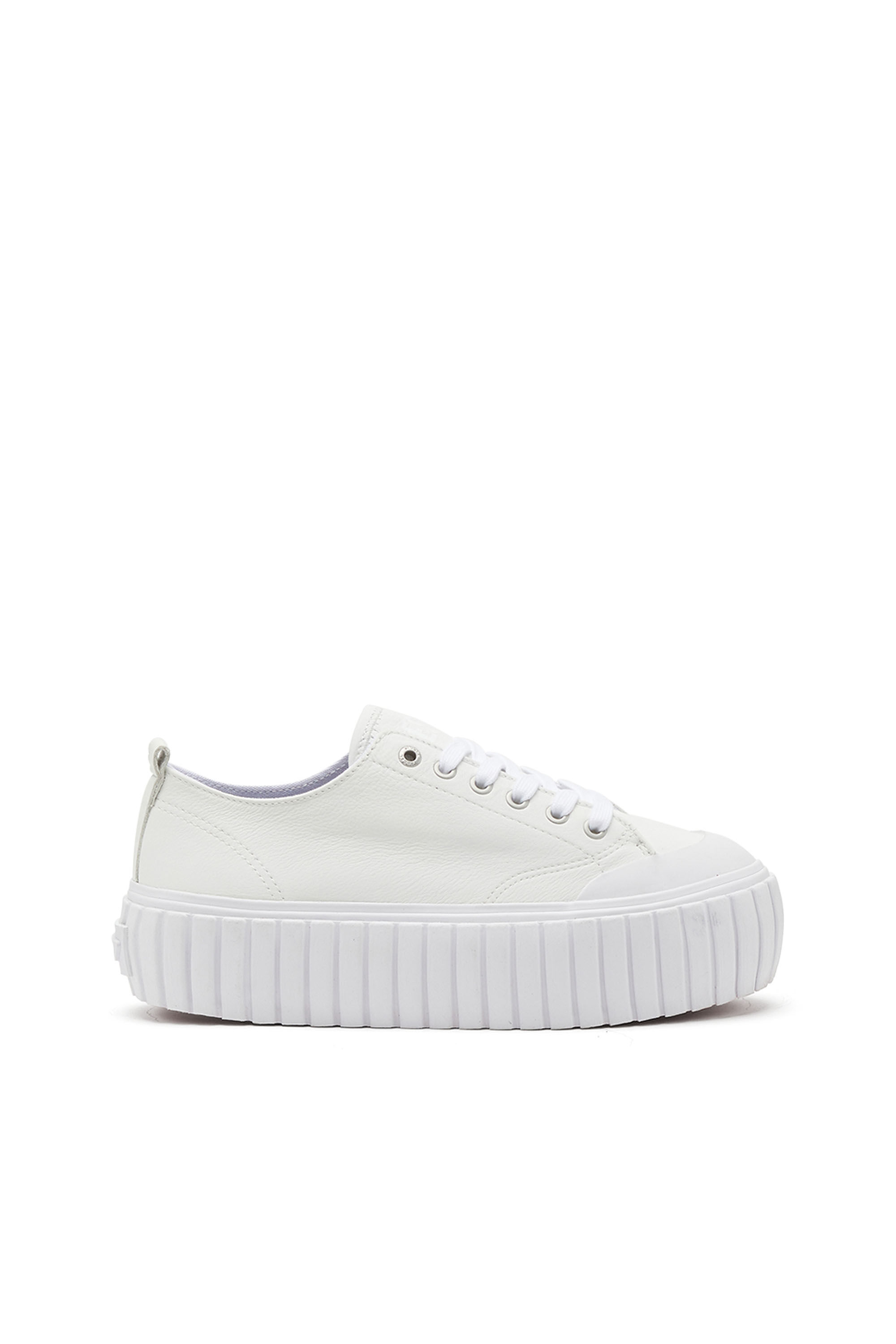 スニーカー DIESEL Woman Sneakers White Y03458P6908 HA405 Diesel White Leather Women 9 Lace Up Sneakers for sale