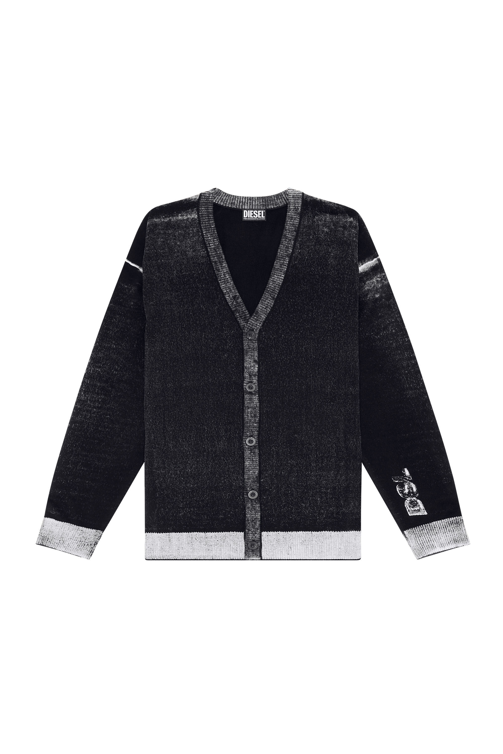 Diesel - K-LARENCE CARDIGAN, Man's Treated cardigan with DSL logo in Black - 2