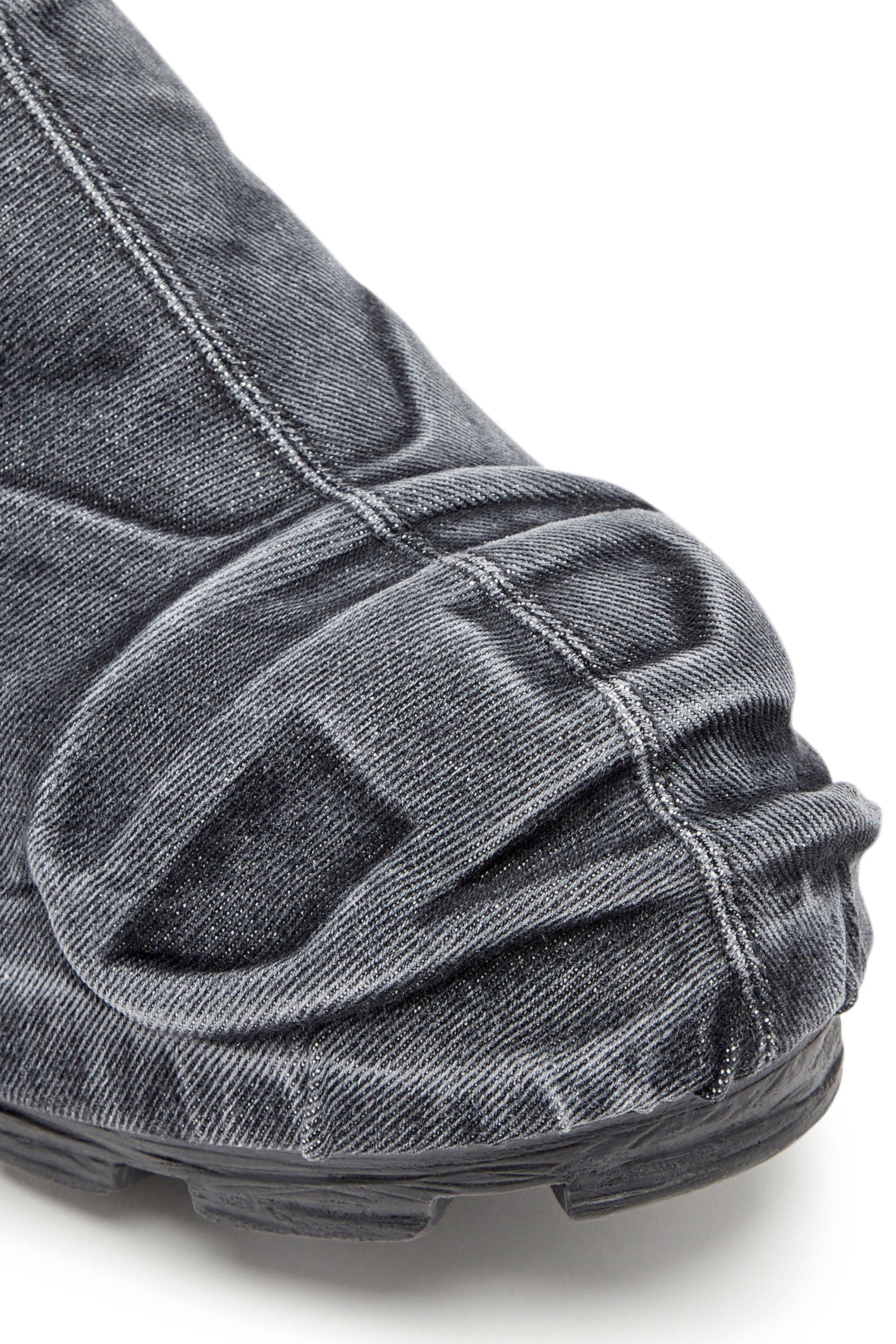 Men s D Hammer Low cut denim boots with Oval D toe guard Black Diesel