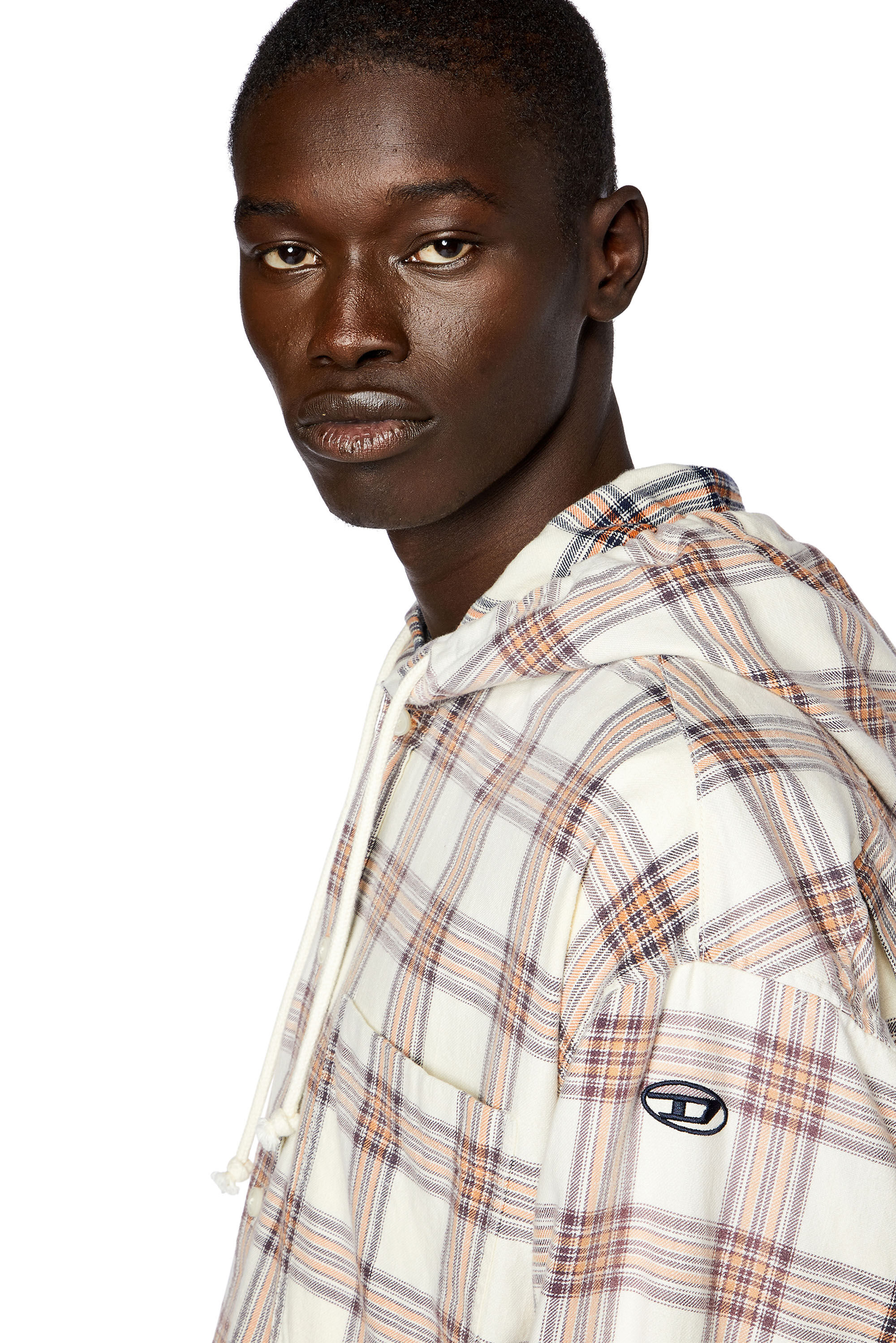 Men's Hooded overshirt in check cotton flannel | Multicolor