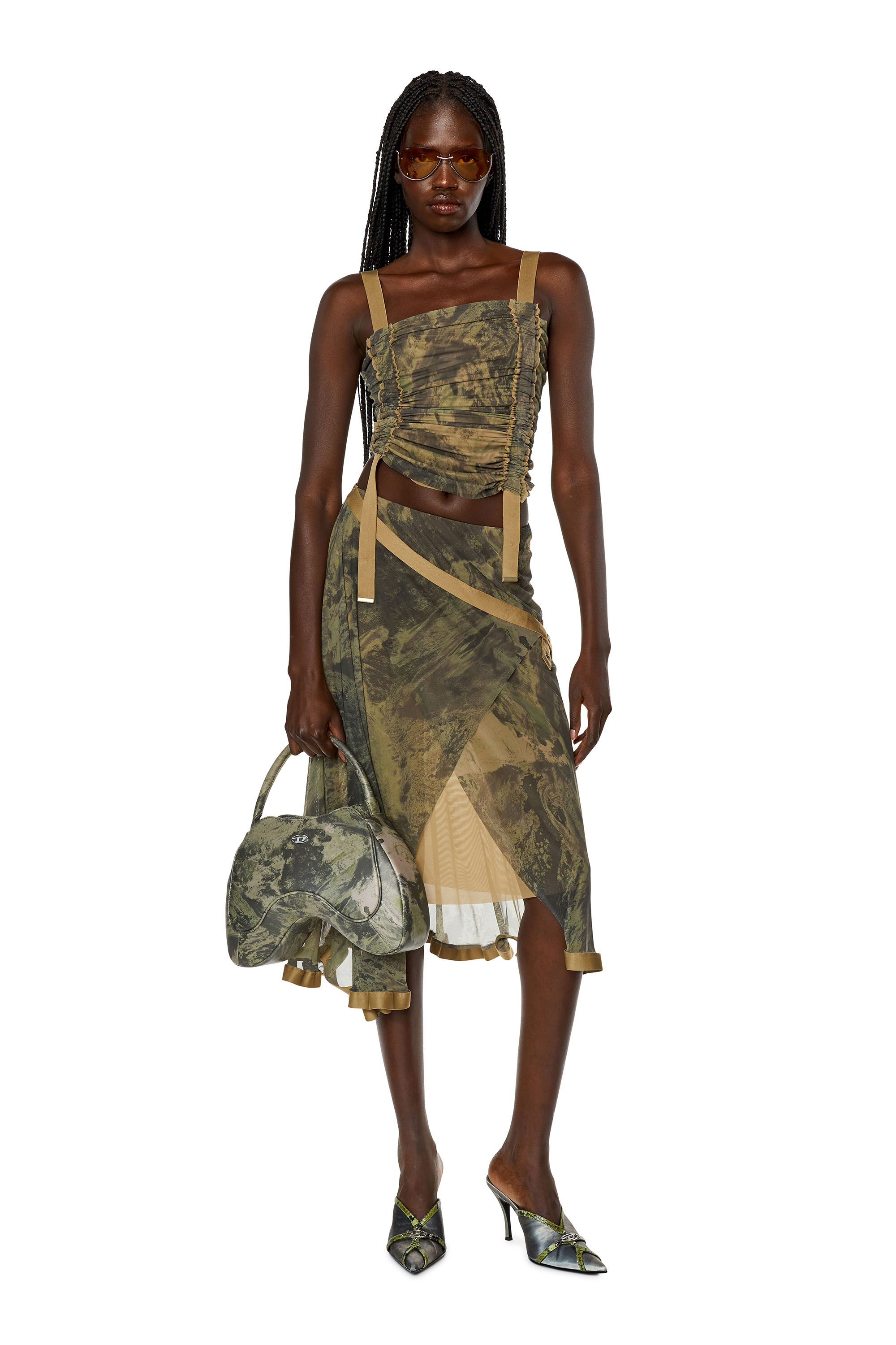 Women s Wrap skirt in Planet tulle Green Diesel