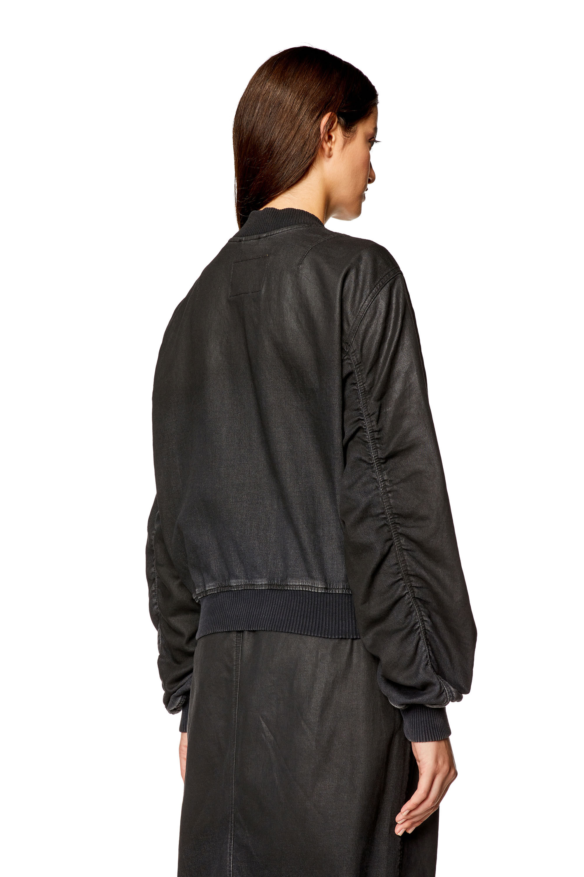 Women's Bomber jacket in coated denim