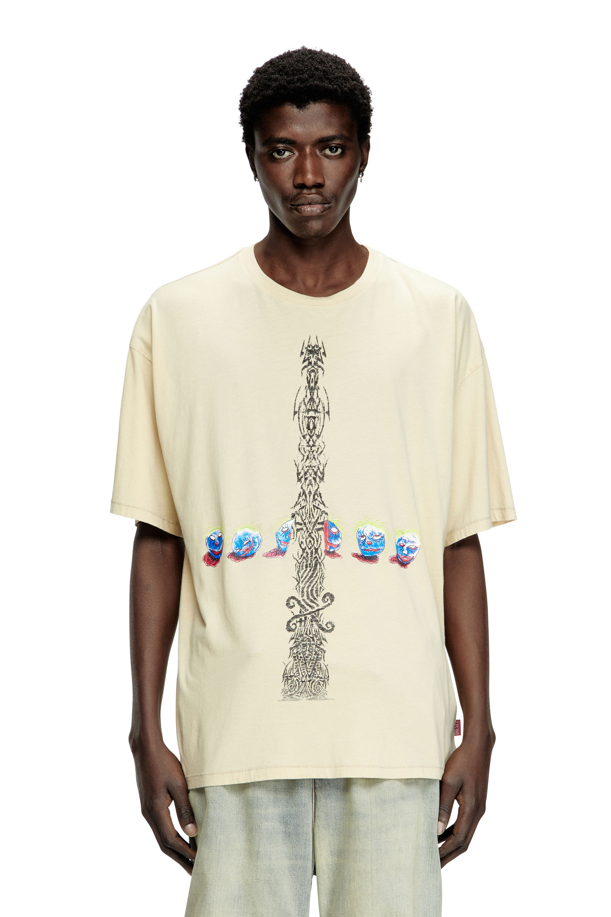Diesel - T-BOXT-R4, Camiseta lavada al ácido con gráficos estampados Hombre in Blanco - 3