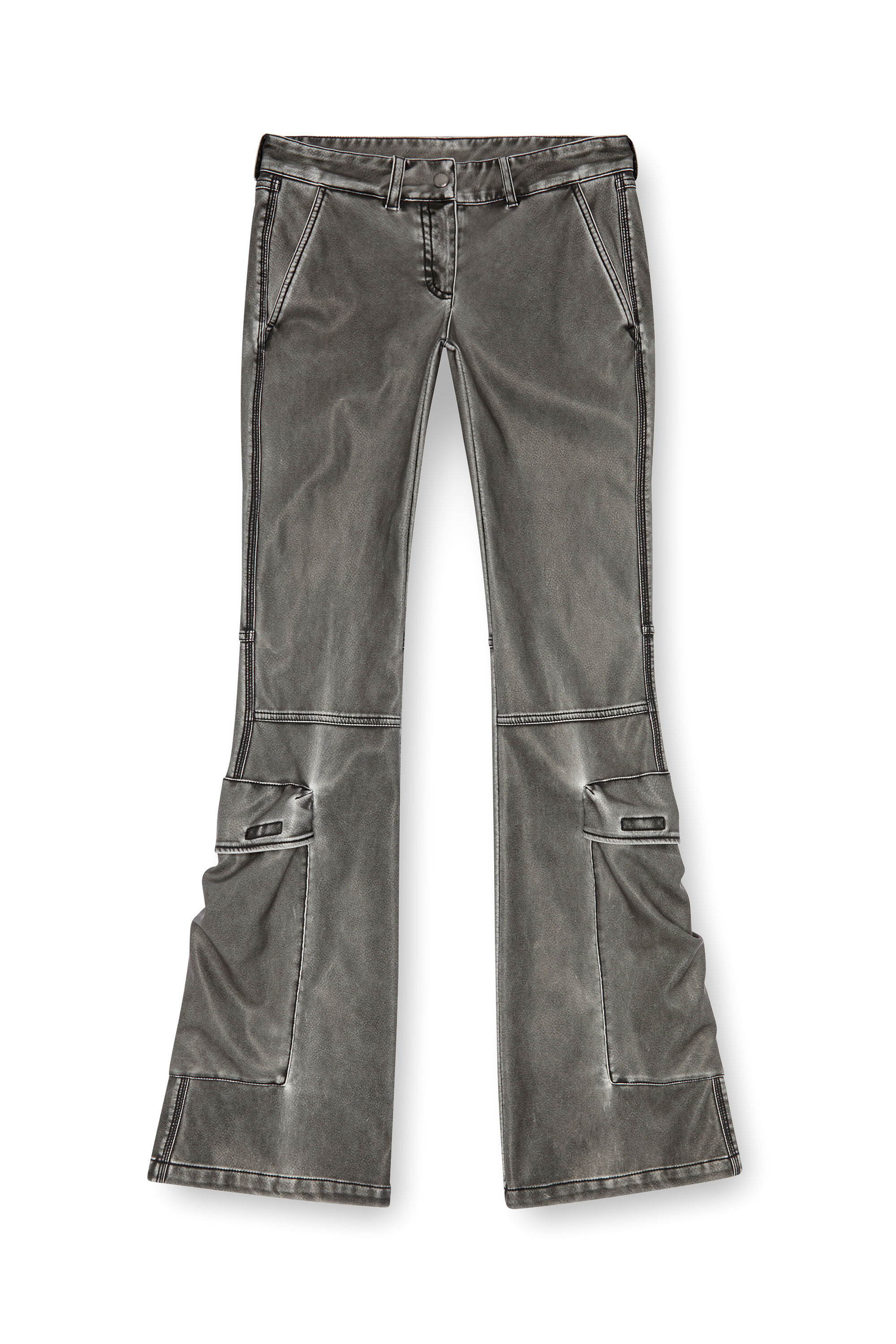 Diesel - P-OWER-P1, Pantalones bootcut en tejido técnico lavado Mujer in Negro - 2