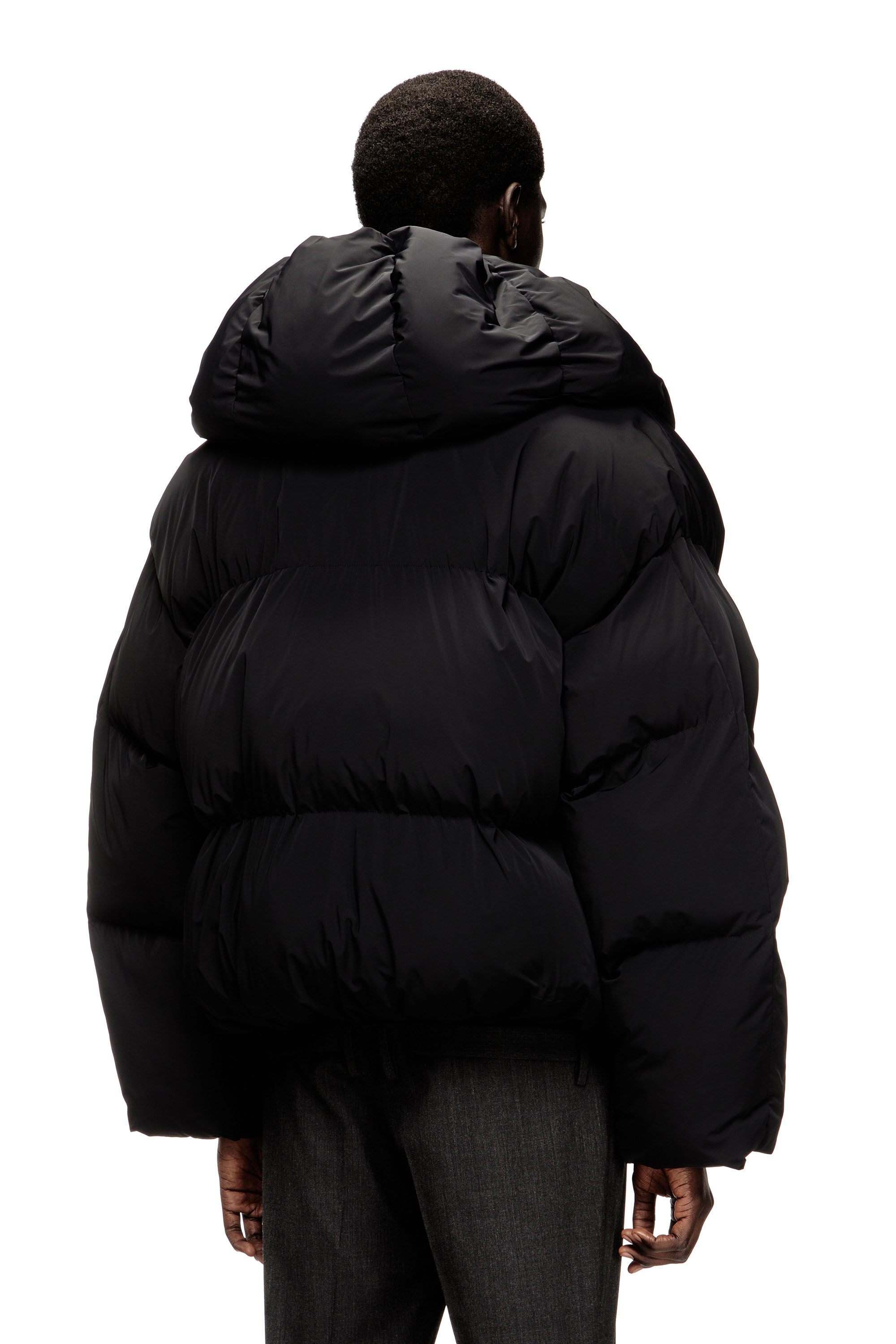 Diesel - J-SCOTTS-PADDED-A, Man's Wrap puffer jacket in stretch nylon in Black - 5