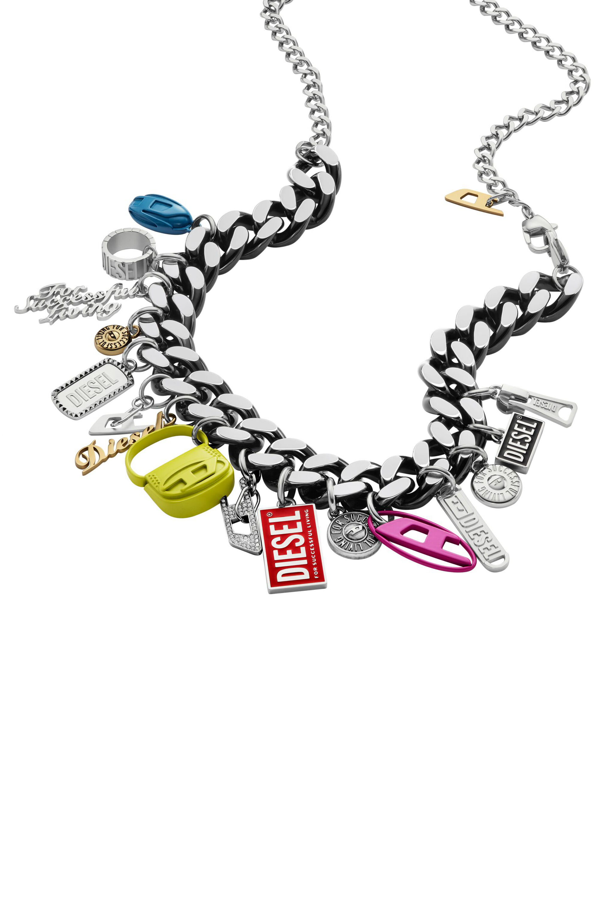 Women's Black stainless steel charm chain necklace