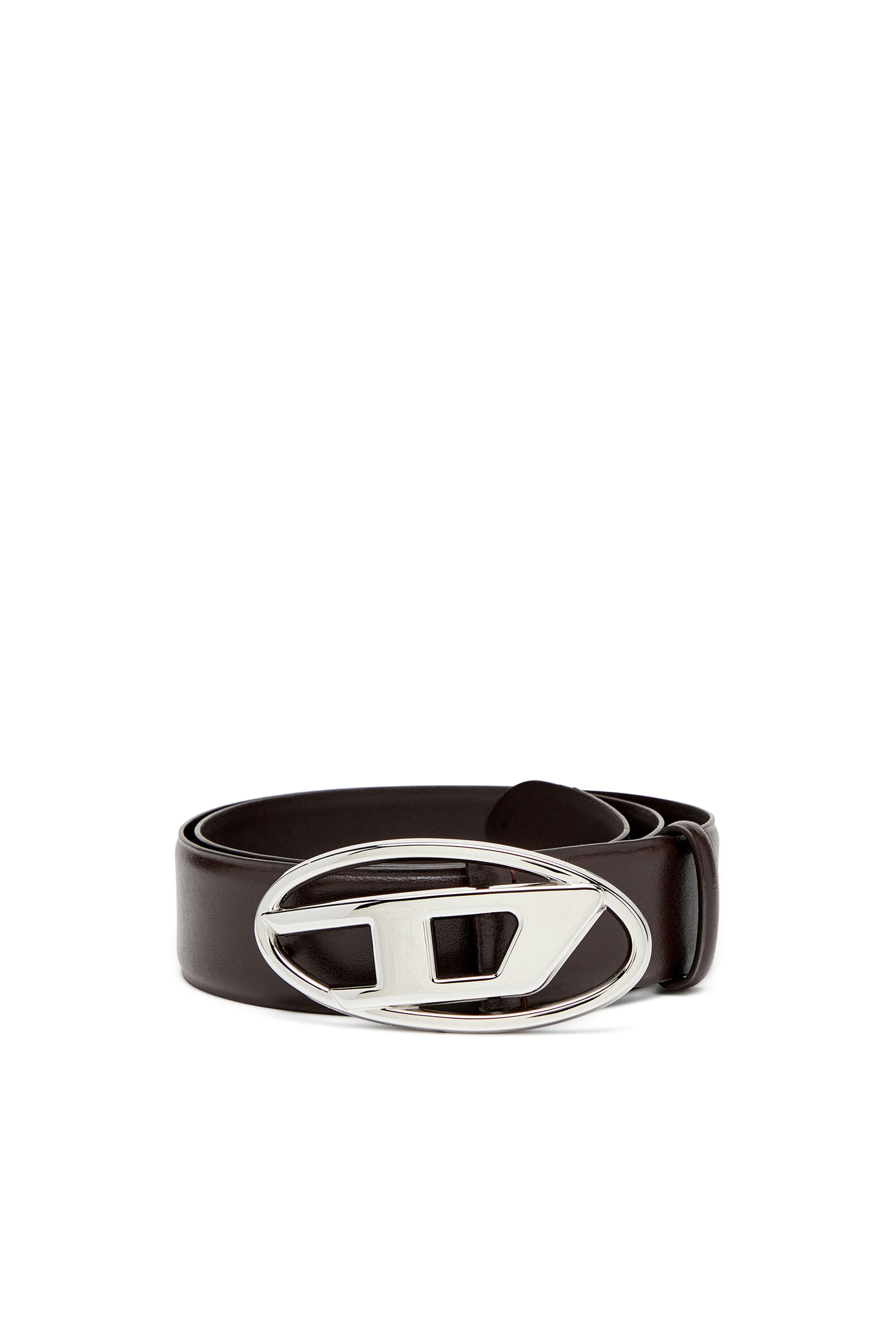 Men's Leather belt with Oval D buckle | Brown | Diesel