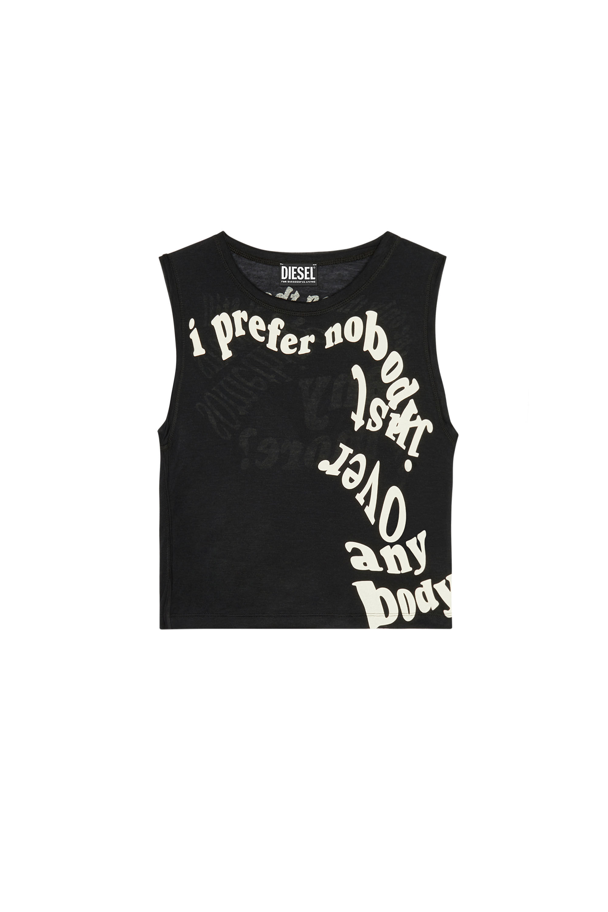 Diesel - T-ODY, Camiseta con tirantes de modal y cachemira con estampados en relieve Mujer in Negro - 2