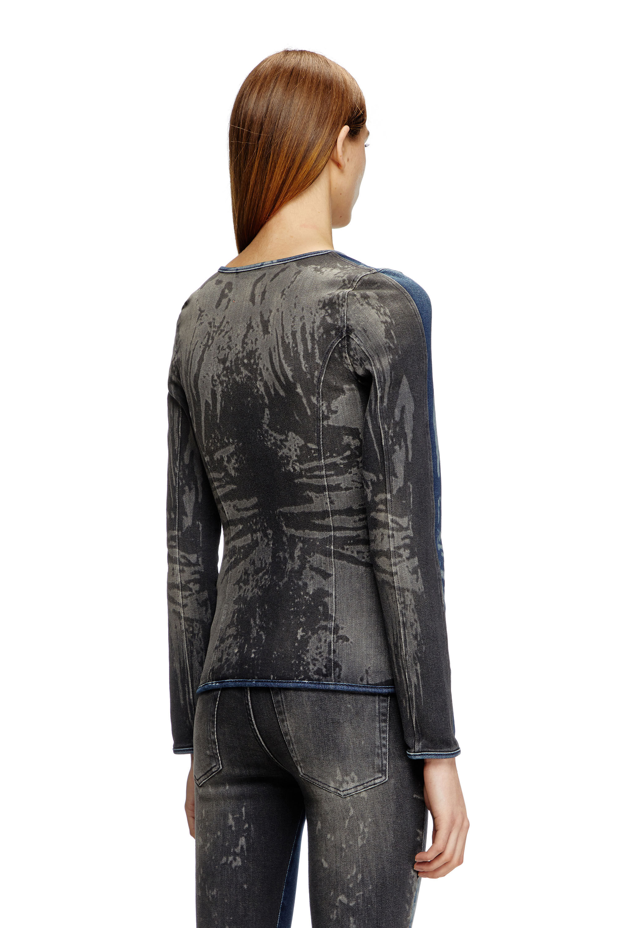 Diesel - DE-GARY-S, Woman's Zipped top in bicolour denim in Dark Blue - 5