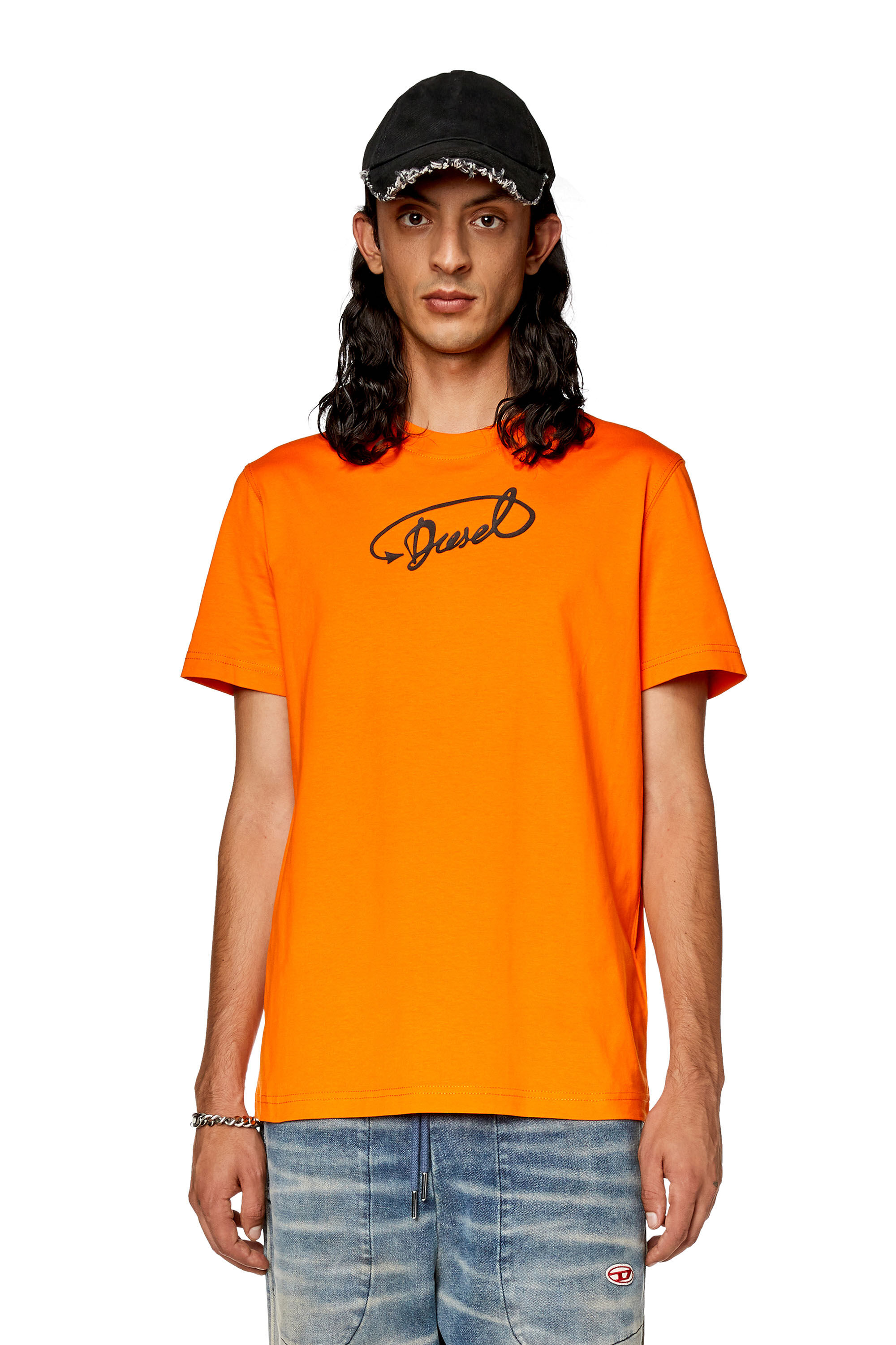 Tシャツ・カットソー DIESEL Women Tops A12160 0EPAG 36LA Orange Women's T-shirt with embroidered D patch | Red | Diesel
