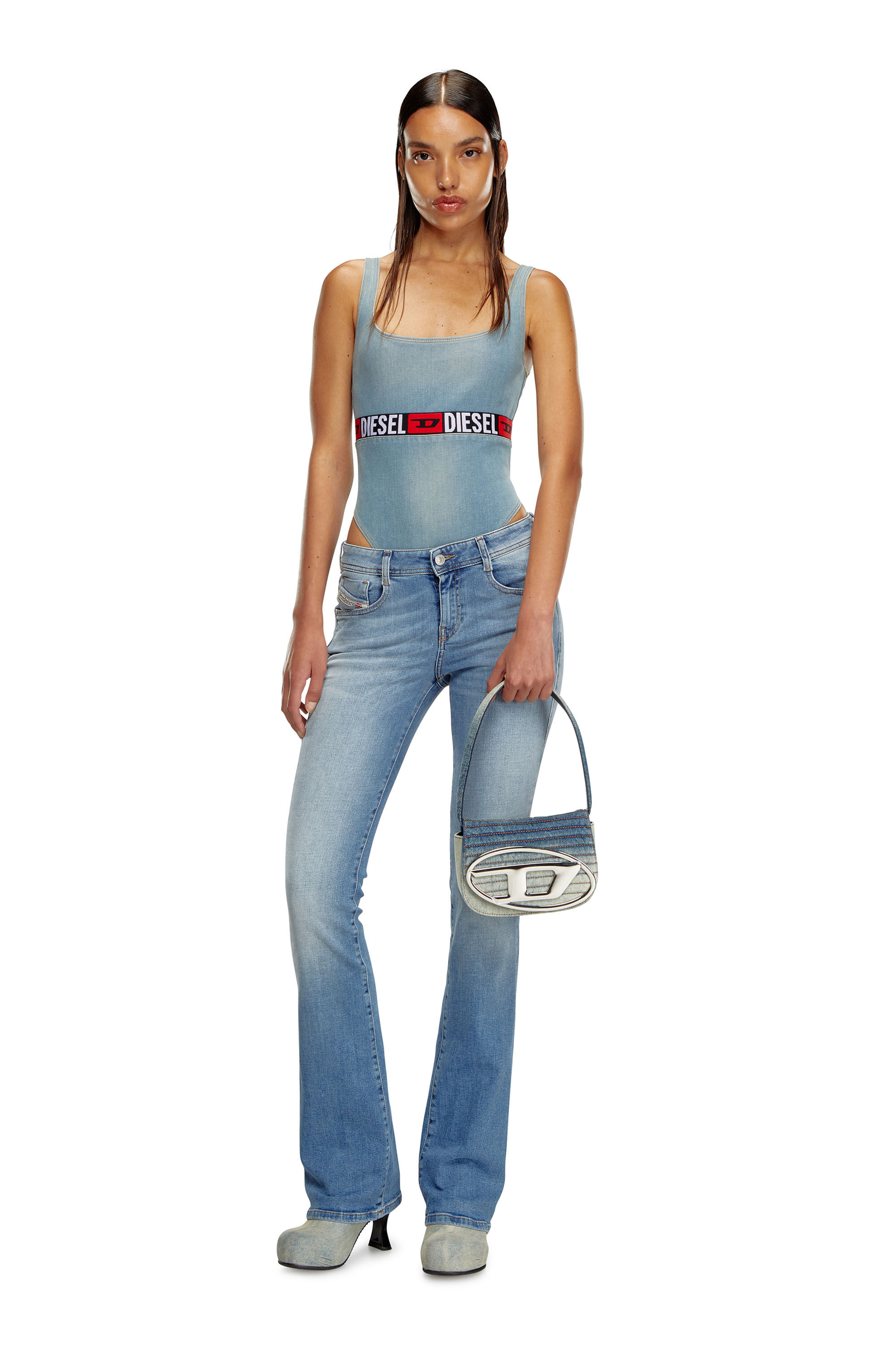 Women's 1DR - Iconic shoulder bag in solarised denim | Multicolor 