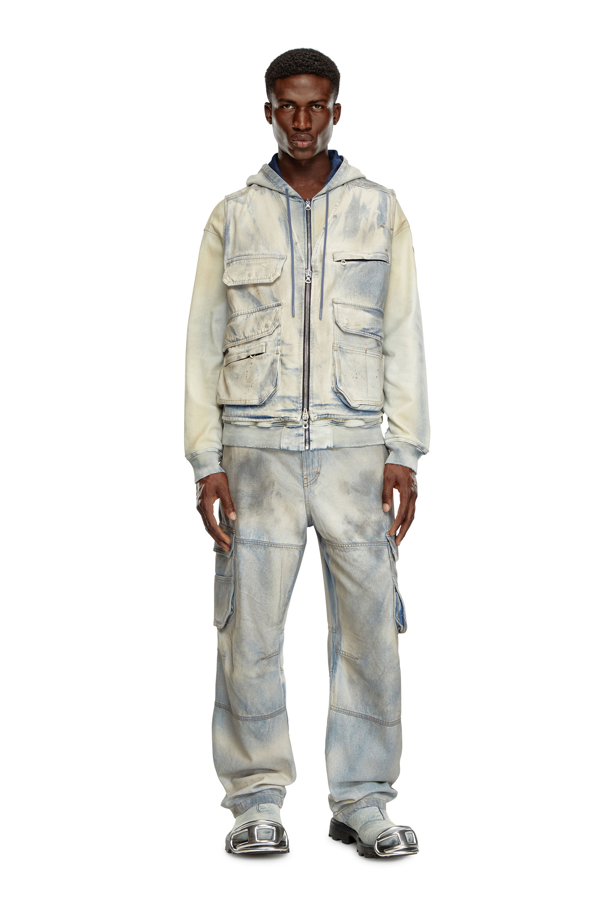Diesel - D-SAMP-S, Chaqueta sin mangas de denim solarizado Hombre in Multicolor - 1