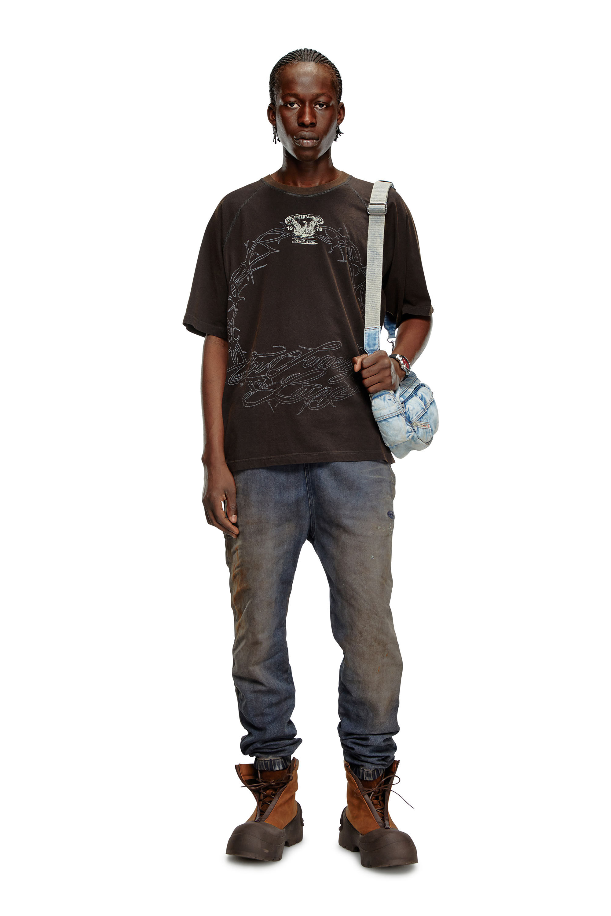 Men's T-shirt with inside-out print | Black | Diesel Men's T-shirt with inside-out print | Black | Diesel