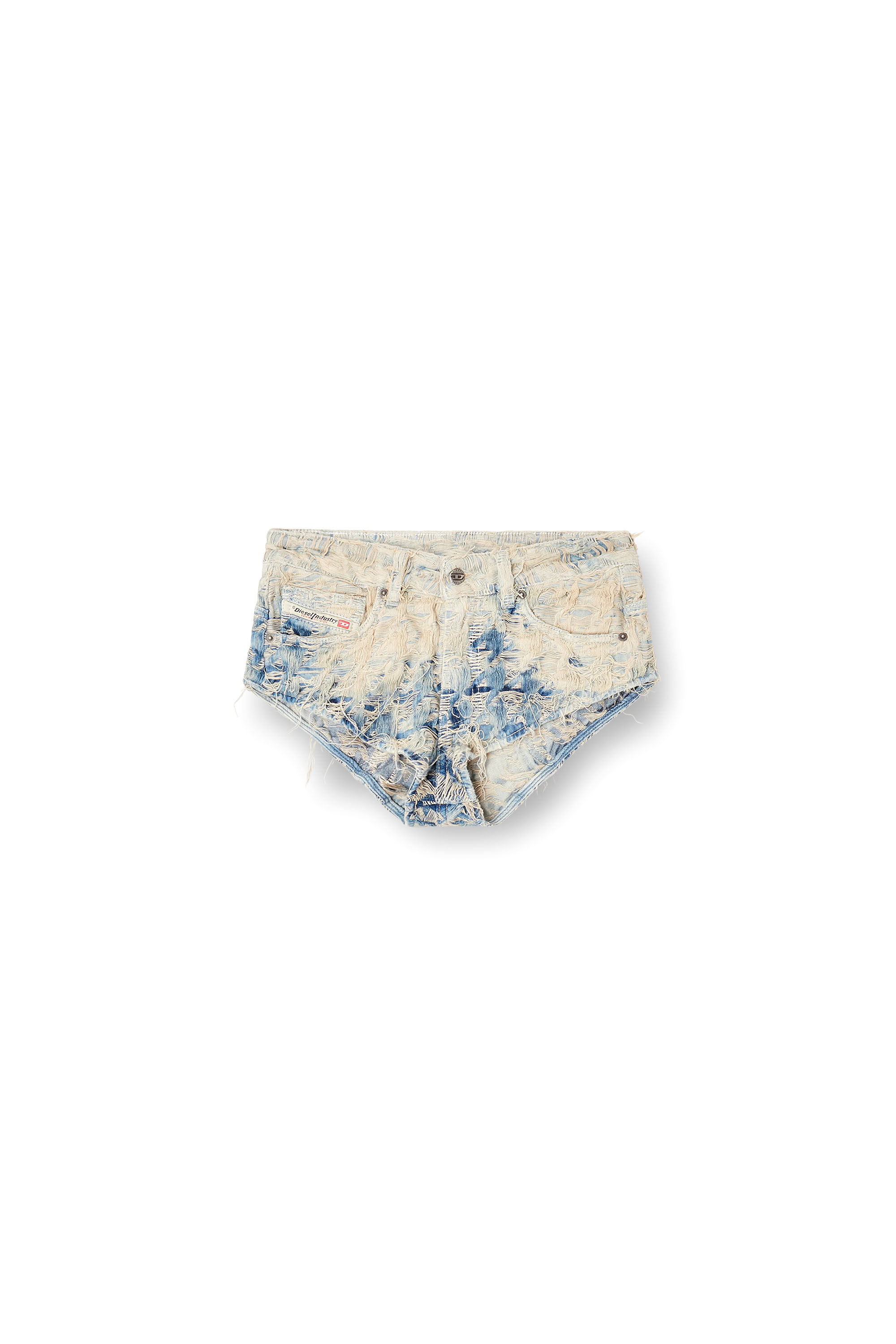 Diesel - DE-JIZZ-FSH1, Woman's Shorts in houndstooth-weave denim in Light Blue - 2