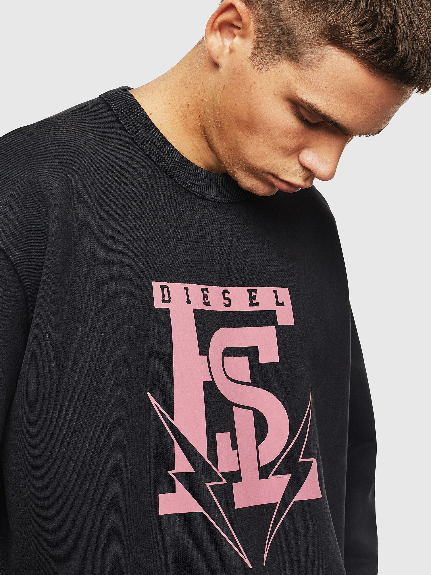 S-BAY-B5 Men: Acid-wash sweatshirt with college logo | Diesel