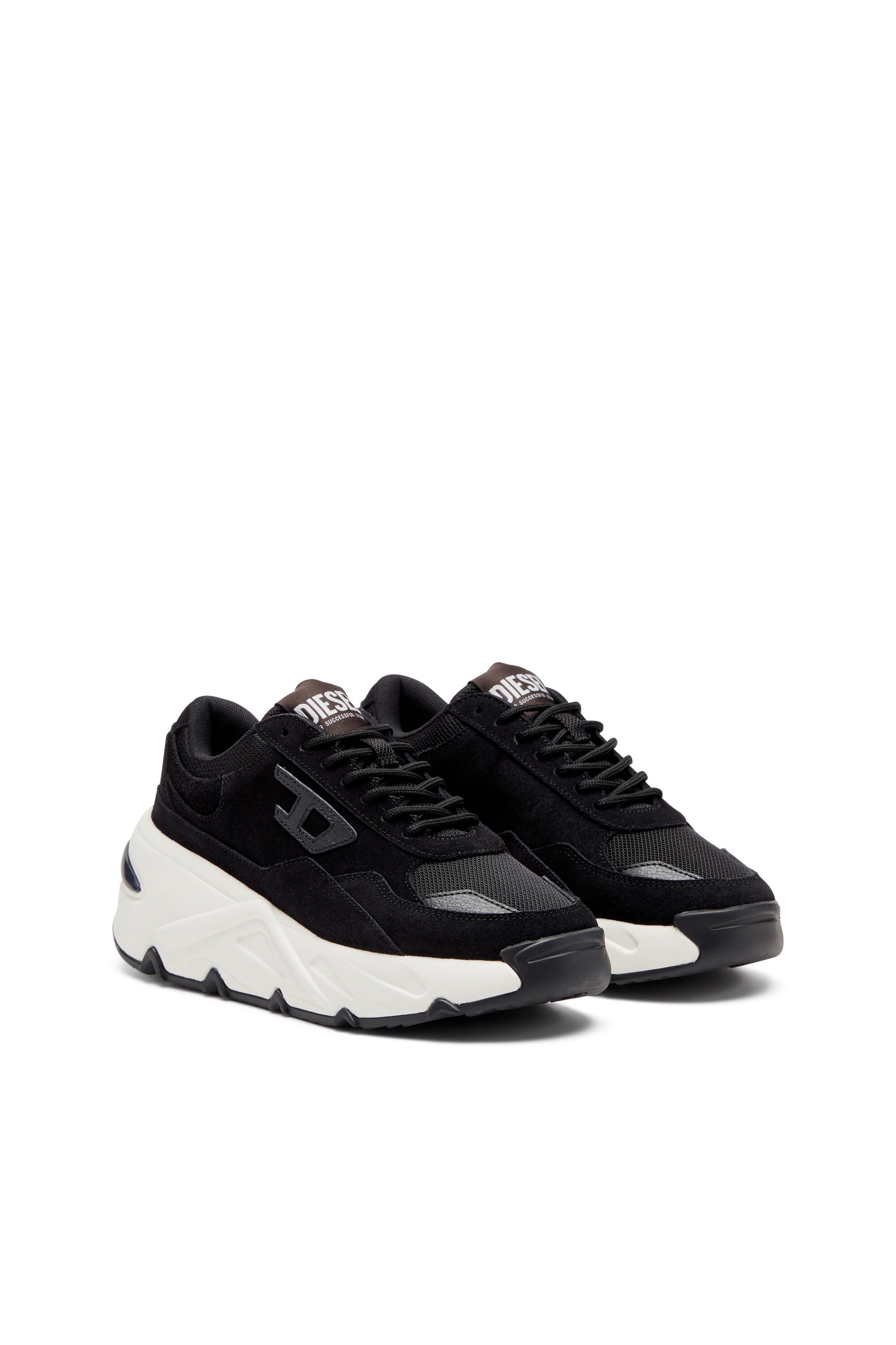 Diesel - S-SAVANNAH W, S-Savannah-Deportivas con suela de plataforma en gamuza y malla Mujer in Negro - 2