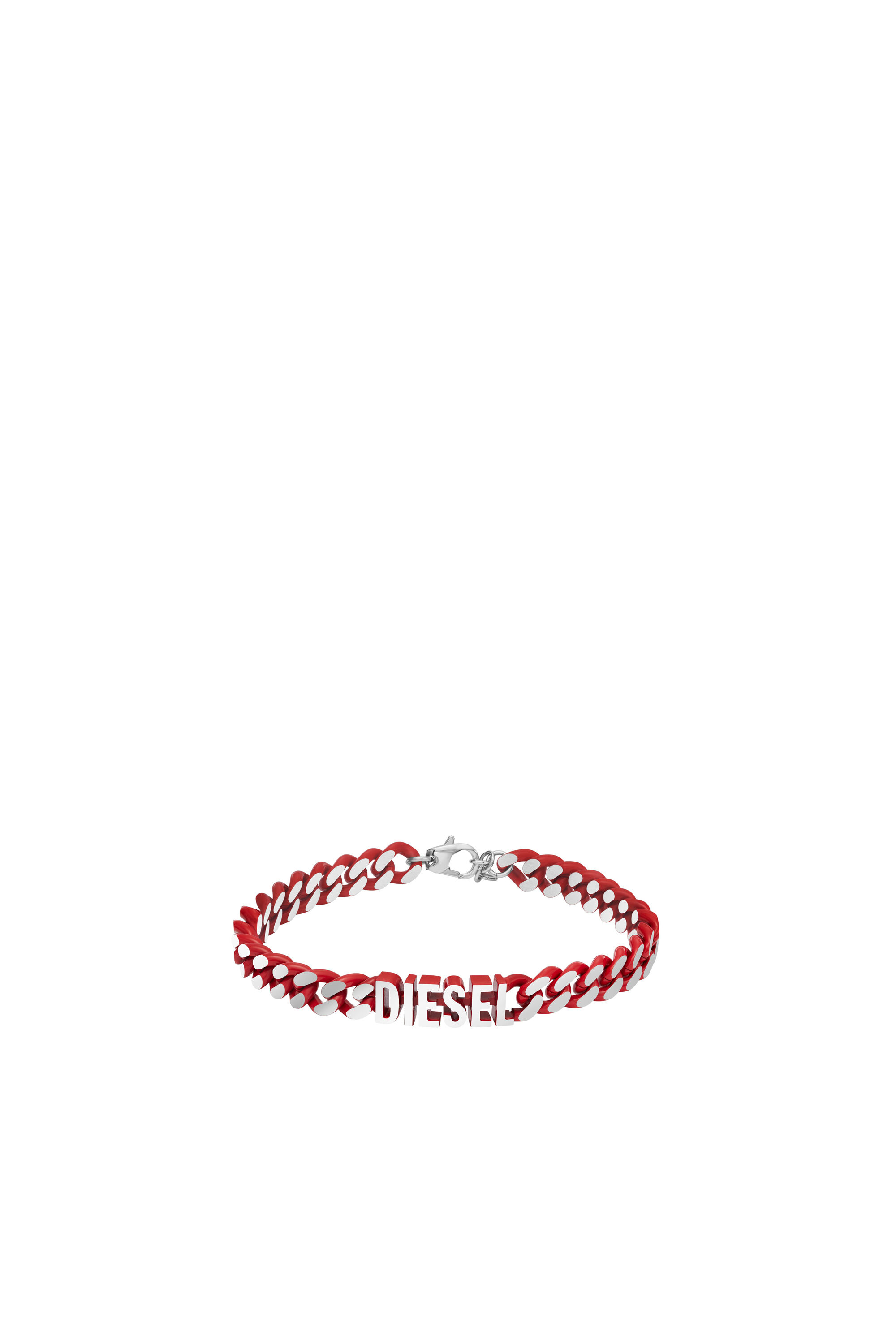 Women's Red enamel and stainless steel chain bracelet