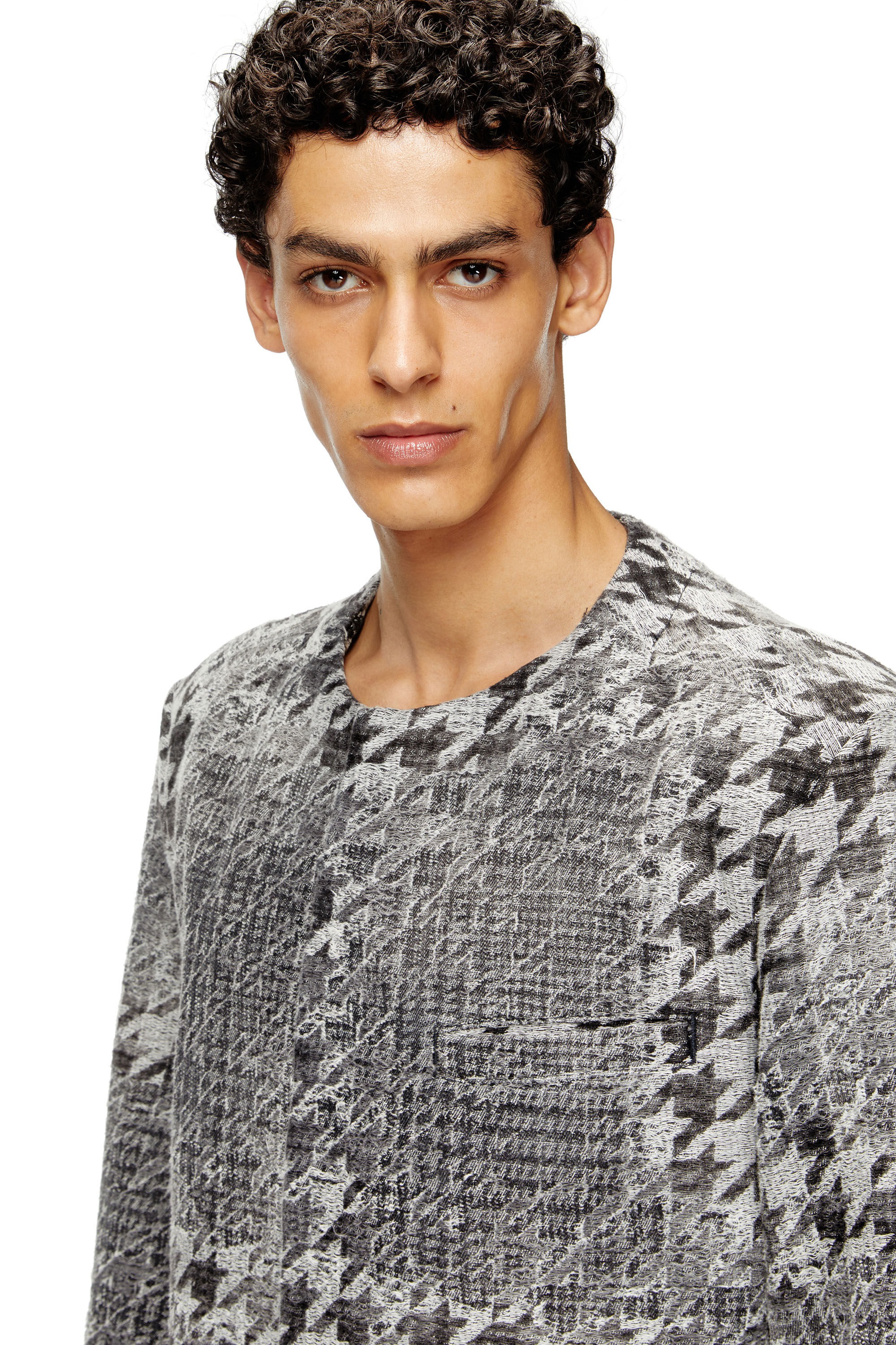 Diesel - D-LOT-FSH, Unisex's Coat in Prince of Wales jacquard denim in Black/Dark grey - 4