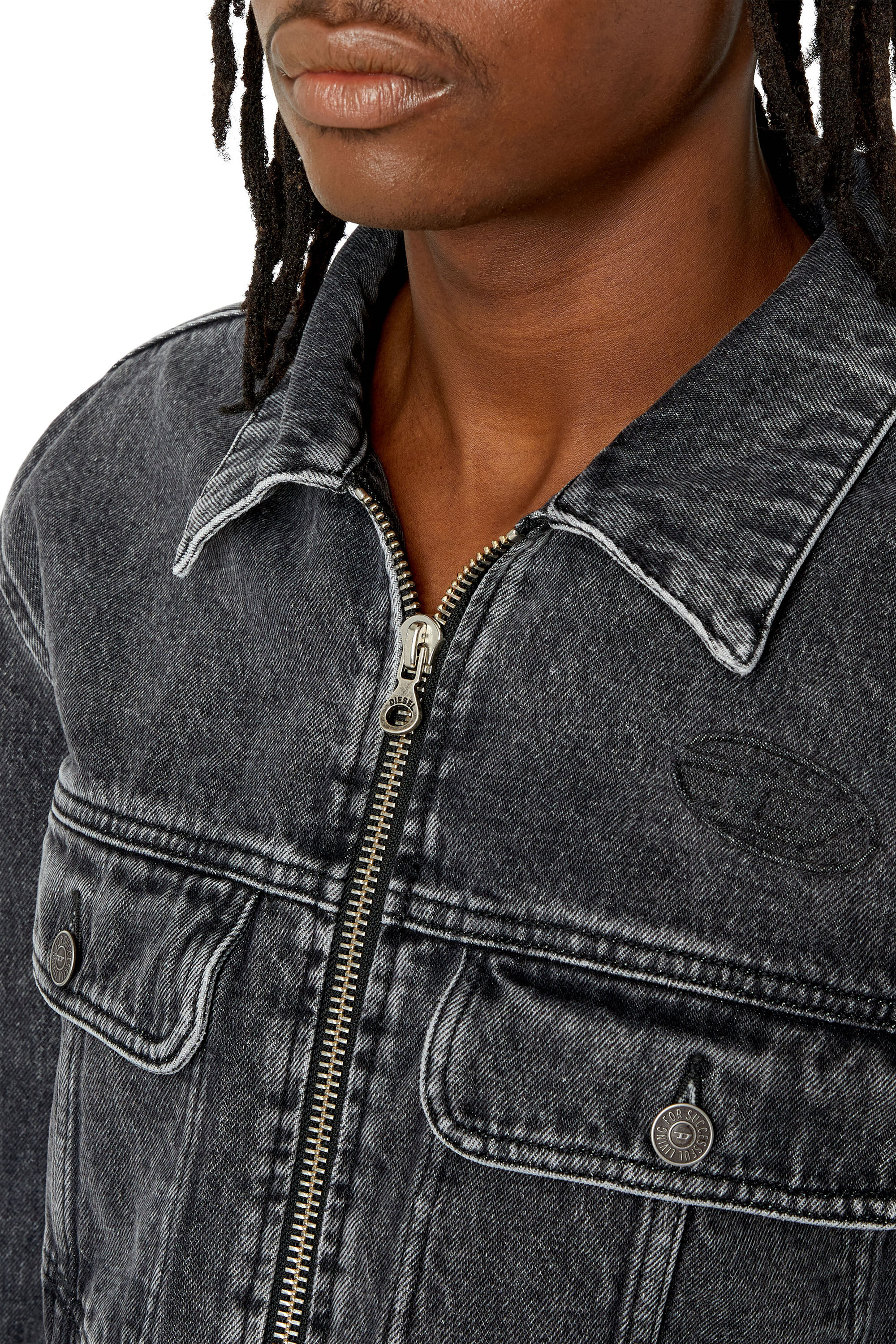 Men's Regular-fit logo-embossed trucker jacket | D-BARCY-ZF Diesel