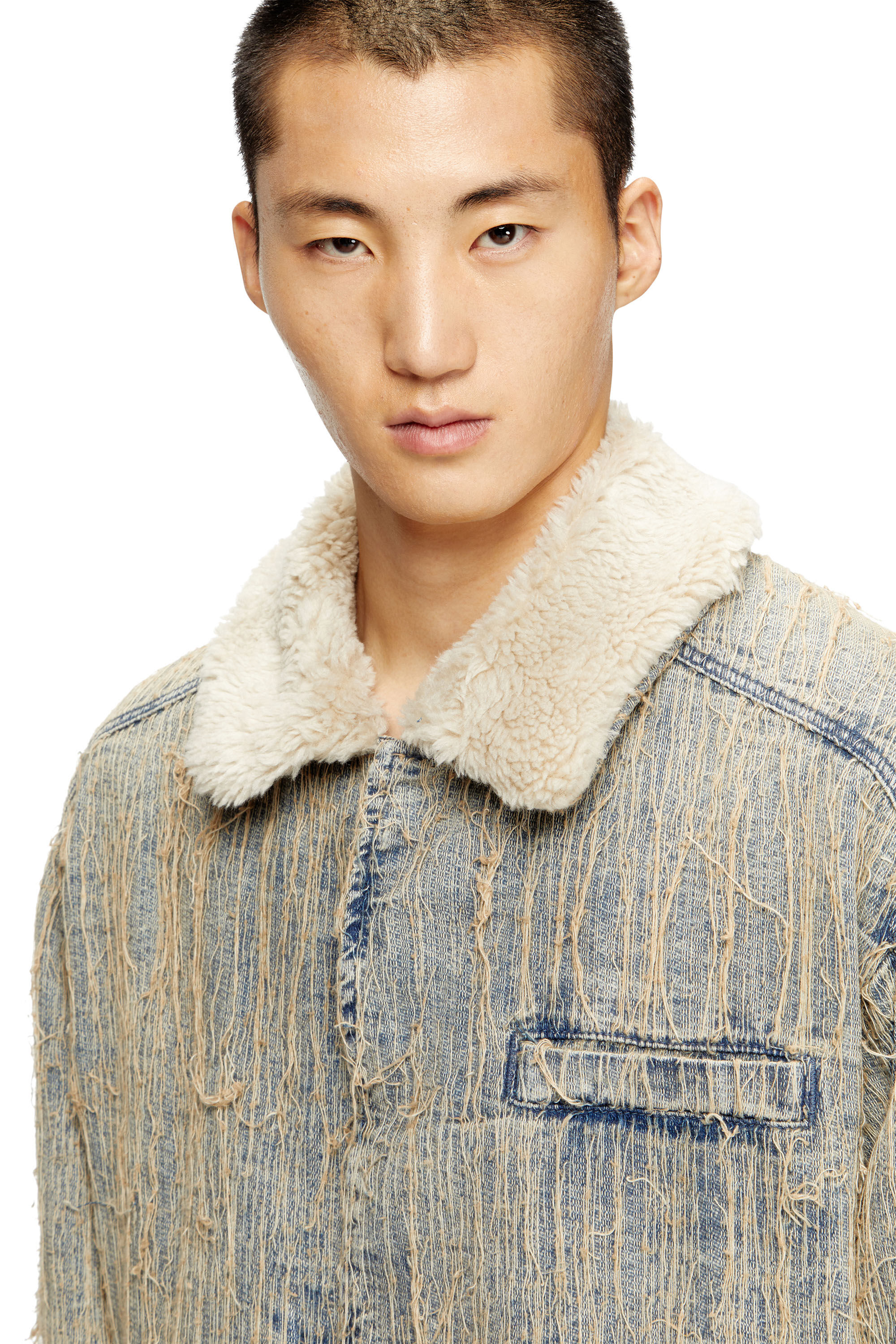 Diesel - D-IVAR-S, Man's Jacket in floating-thread jacquard denim in Light Blue - 4