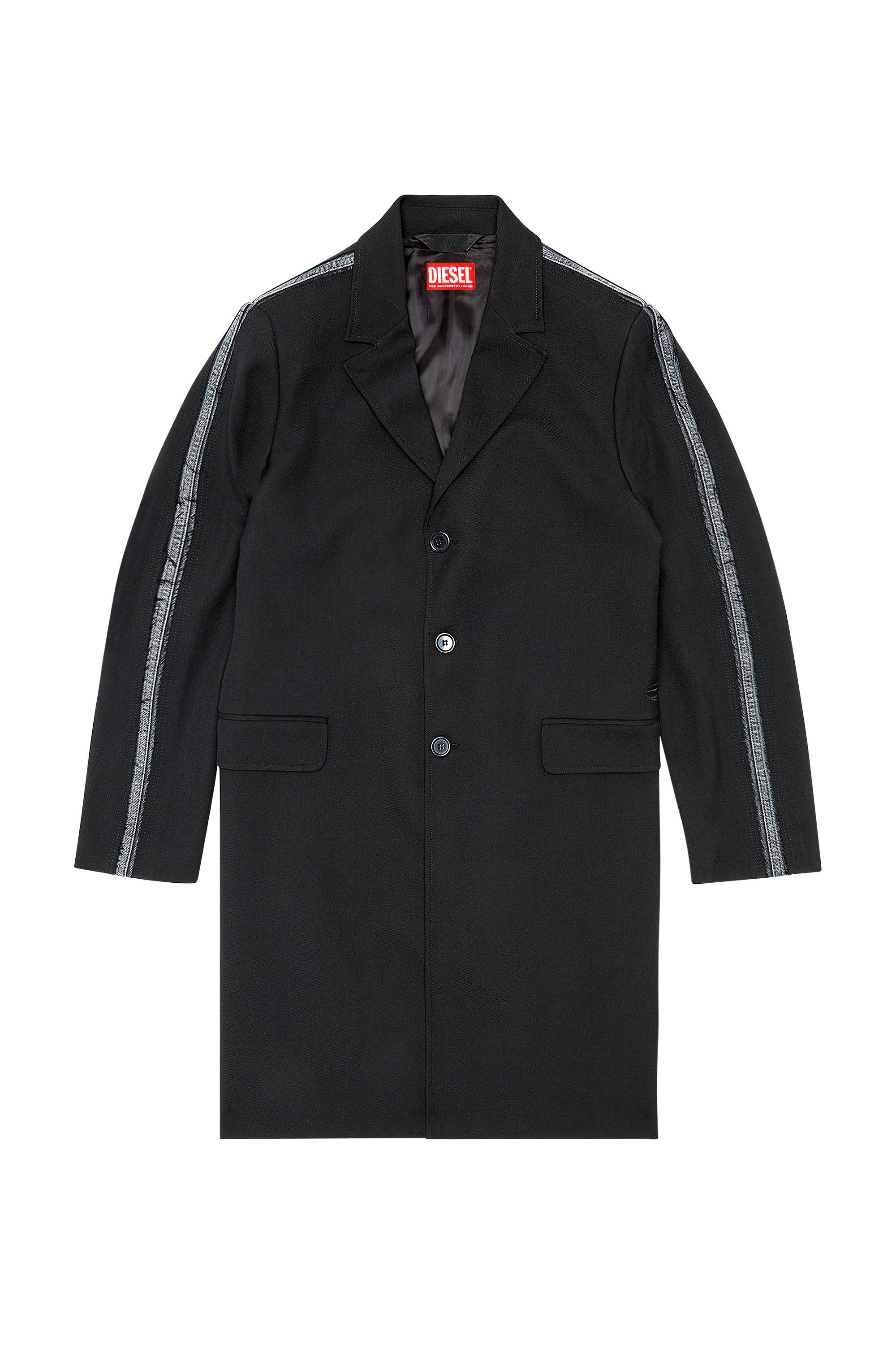 Diesel - W-HIVO, Chaqueta de lana fresca con inserciones de denim Hombre in Negro - 2
