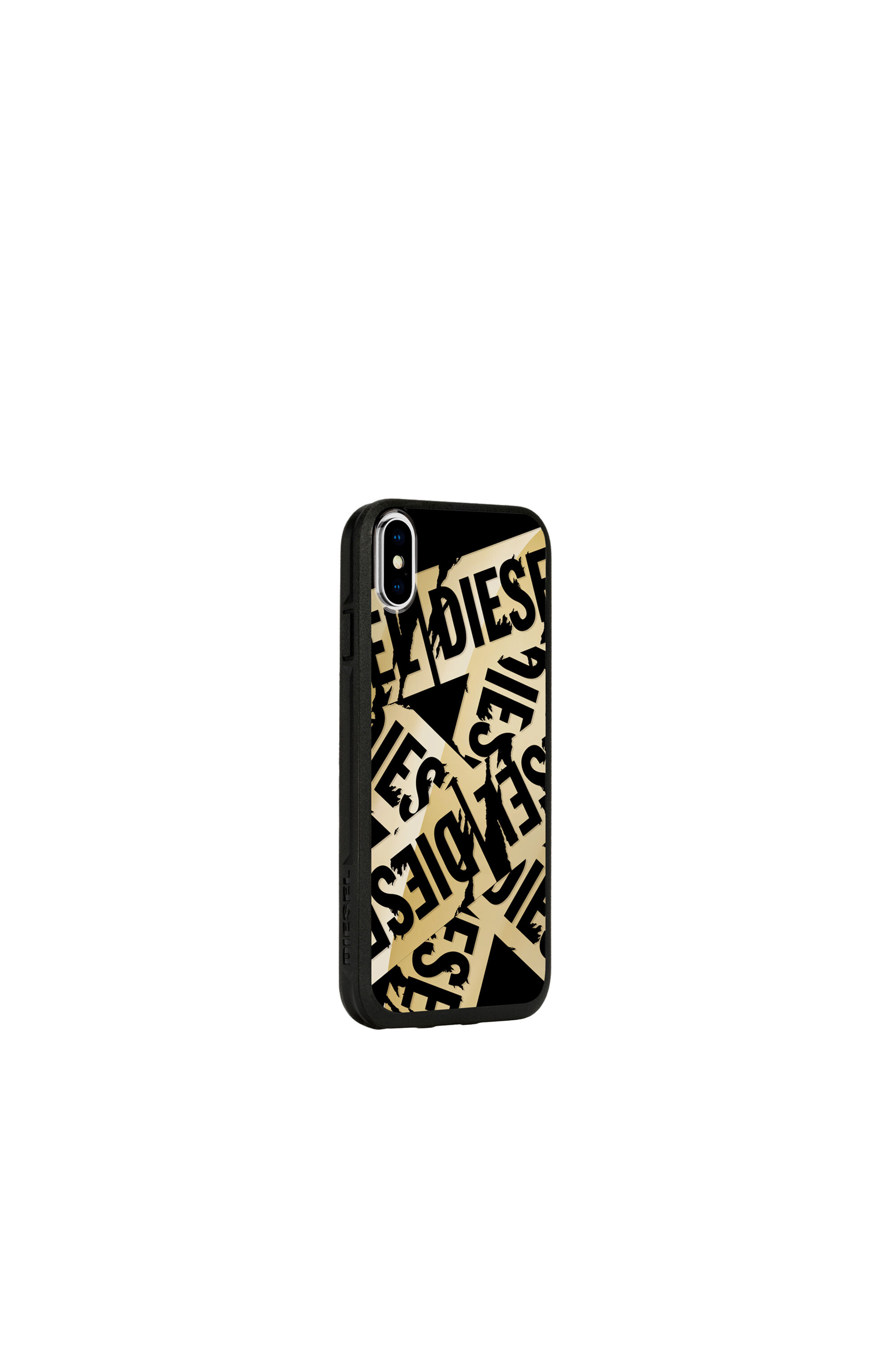 Diesel - MULTI TAPE GOLD/BLACK IPHONE X CASE, Funda con motivo de cintas en negro y dorado para iPhone X Unisex in Dorado - 4