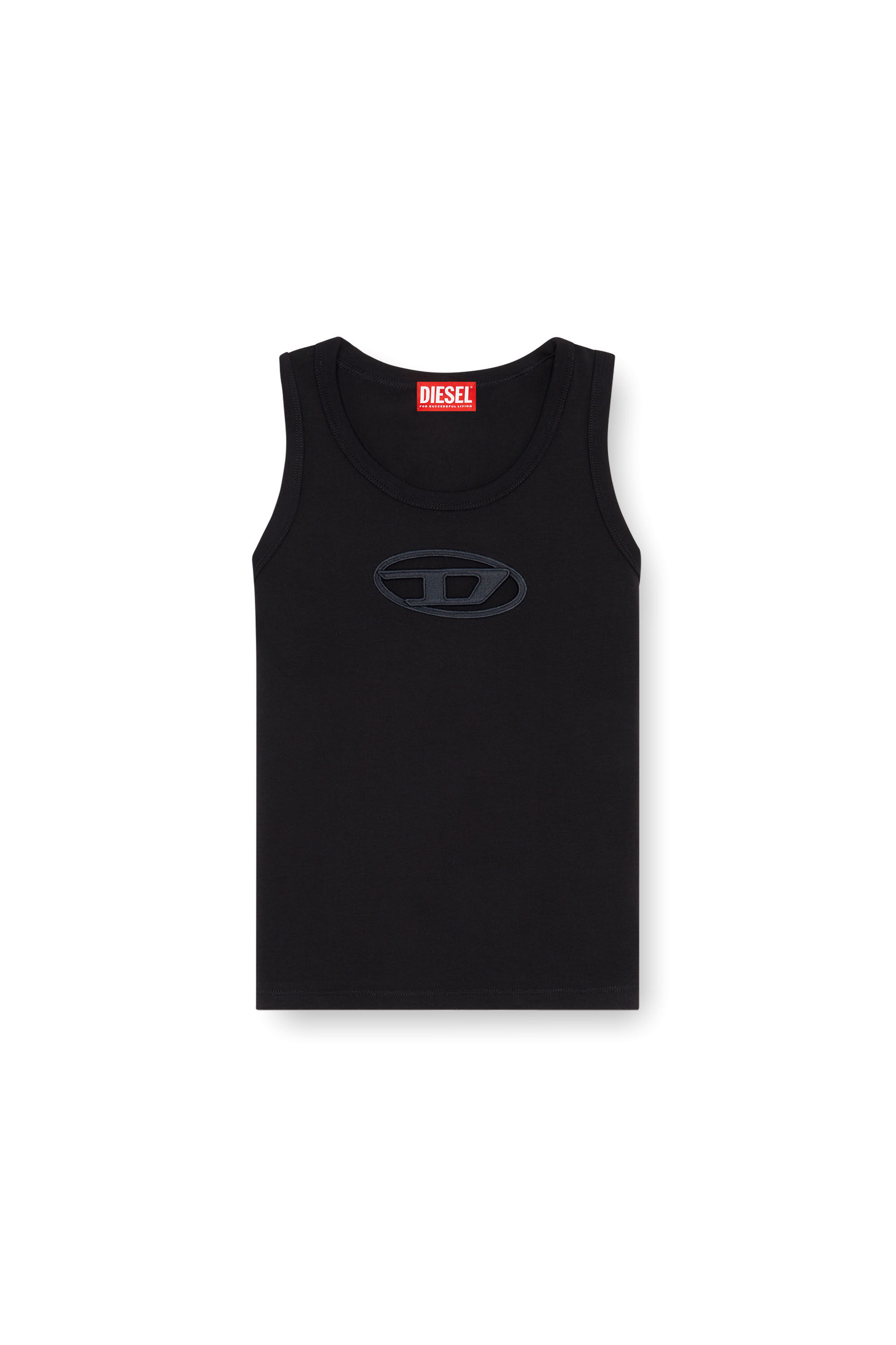 Women's Tank top with cut-out Oval D logo | Black | Diesel
