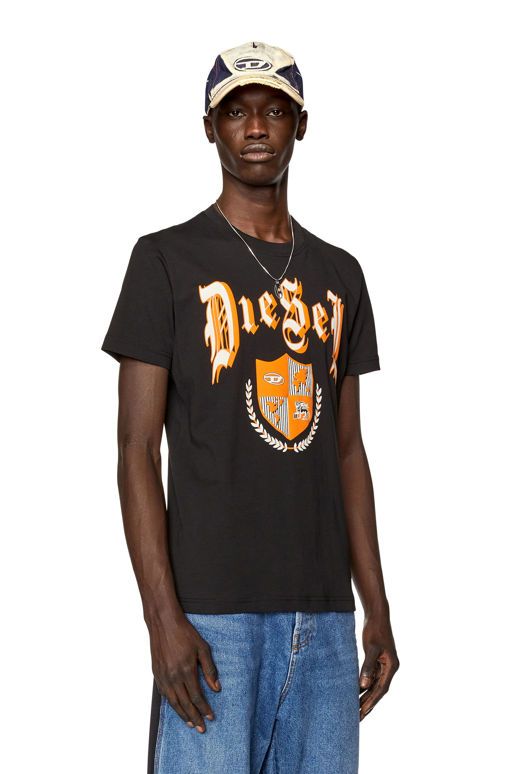 Diesel - T-DIEGOR-K62, Man's T-shirt with Diesel shield print in Black - 3