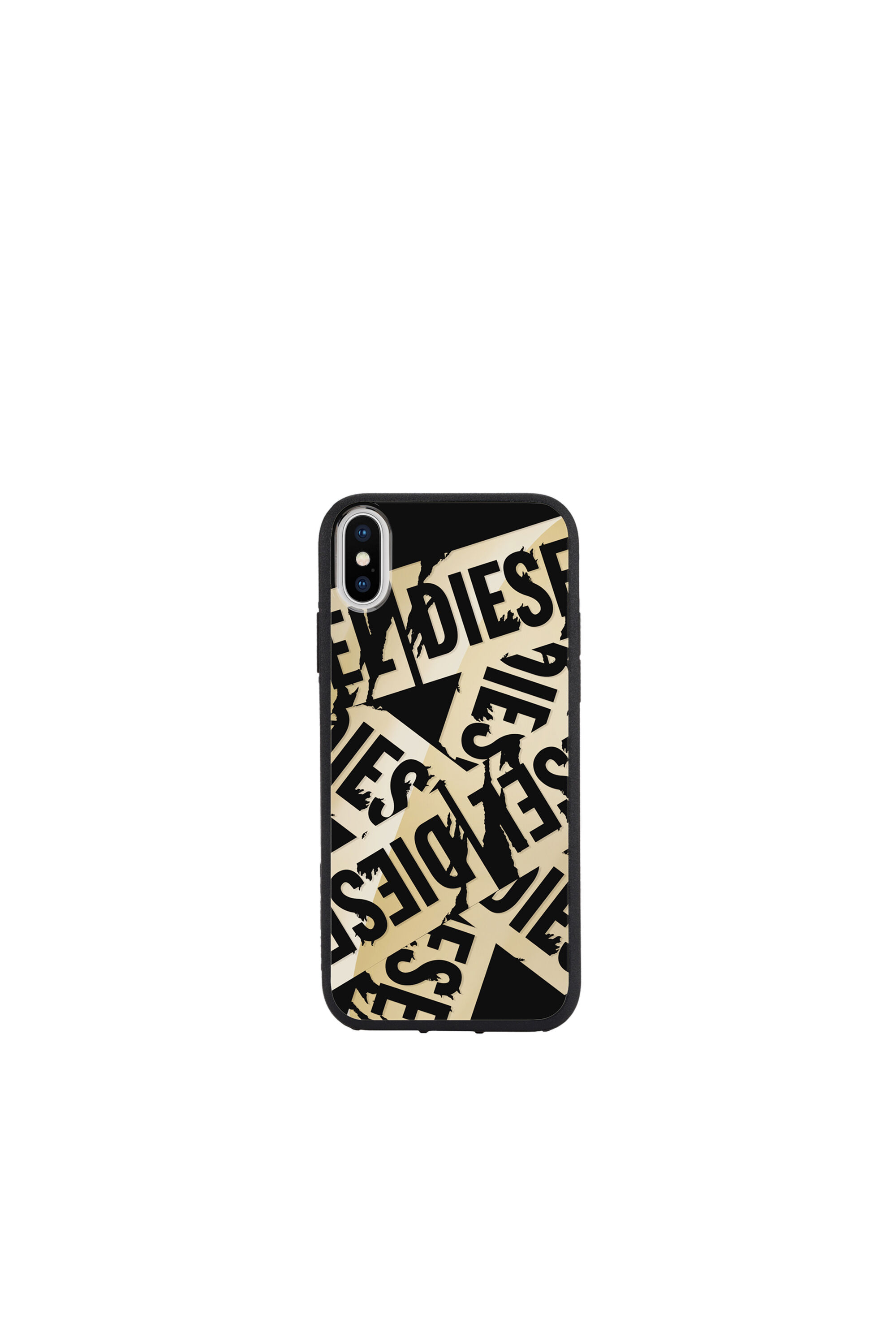 Diesel - MULTI TAPE GOLD/BLACK IPHONE X CASE, Funda con motivo de cintas en negro y dorado para iPhone X Unisex in Dorado - 2