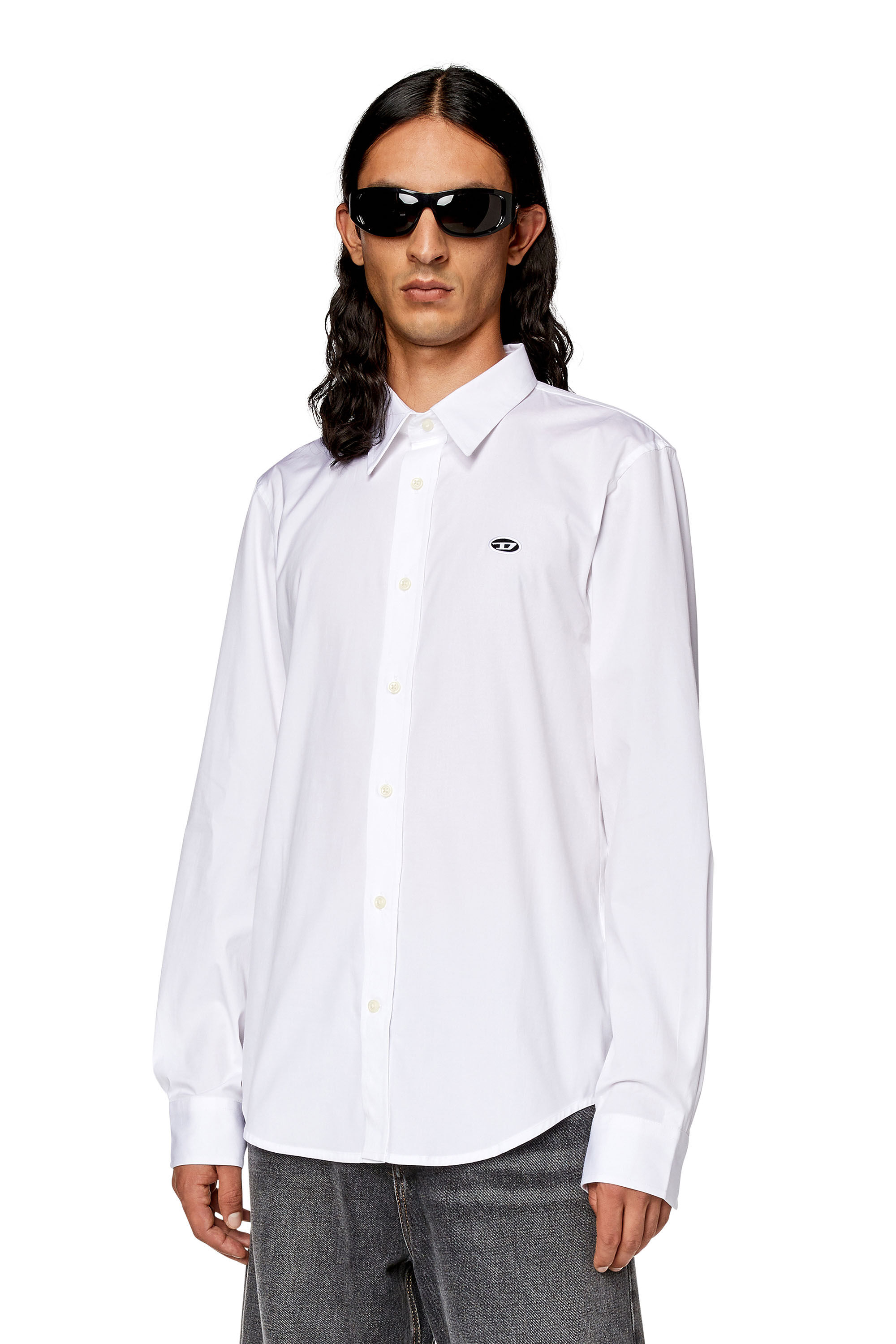 Men's Shirt with oval D patch | White | Diesel Men's Shirt with oval D patch | White | Diesel