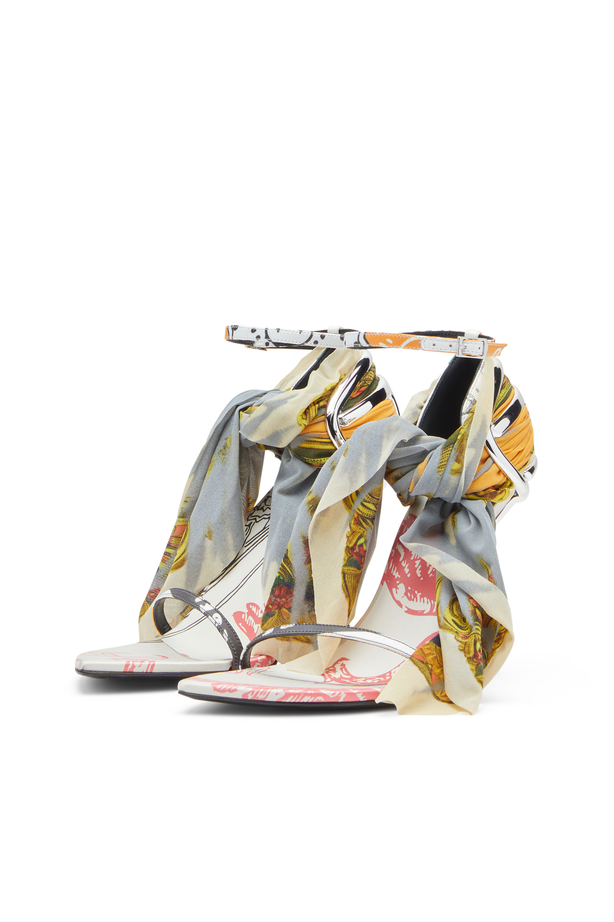 Women's D-Ten&Half-Bandana stiletto sandals in satin