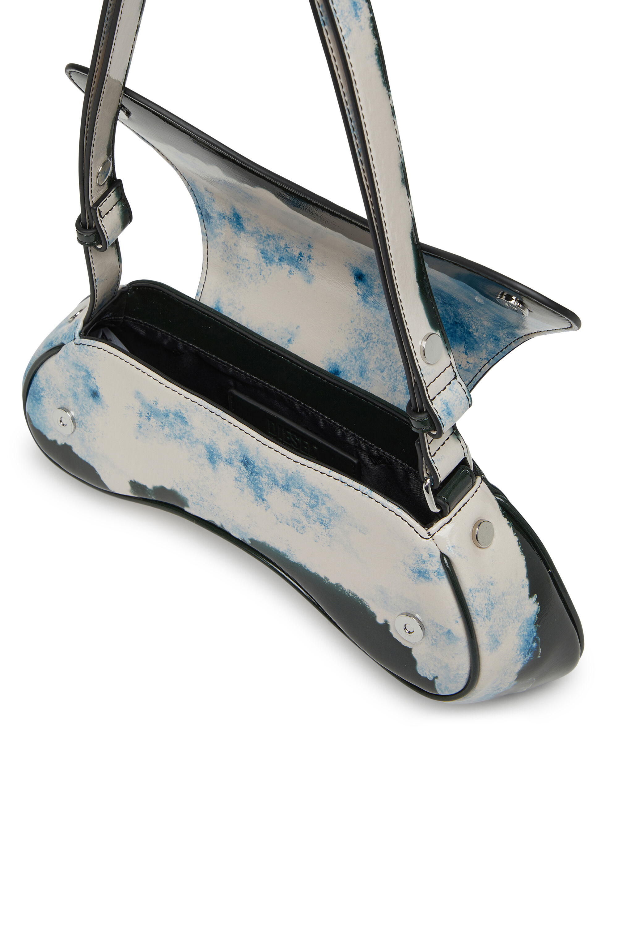 Diesel - PLAY CROSSBODY, Woman's Play-Shoulder bag in printed glossy PU in White/Black - 2