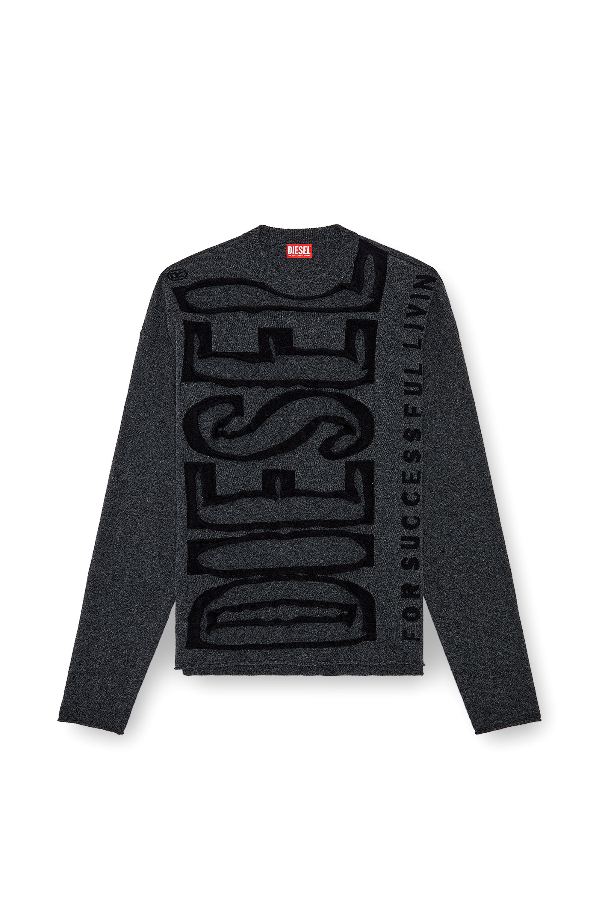 Diesel - K-FLOYD, Hombre Jersey de lana con Super Logo despegado in Gris - Image 2