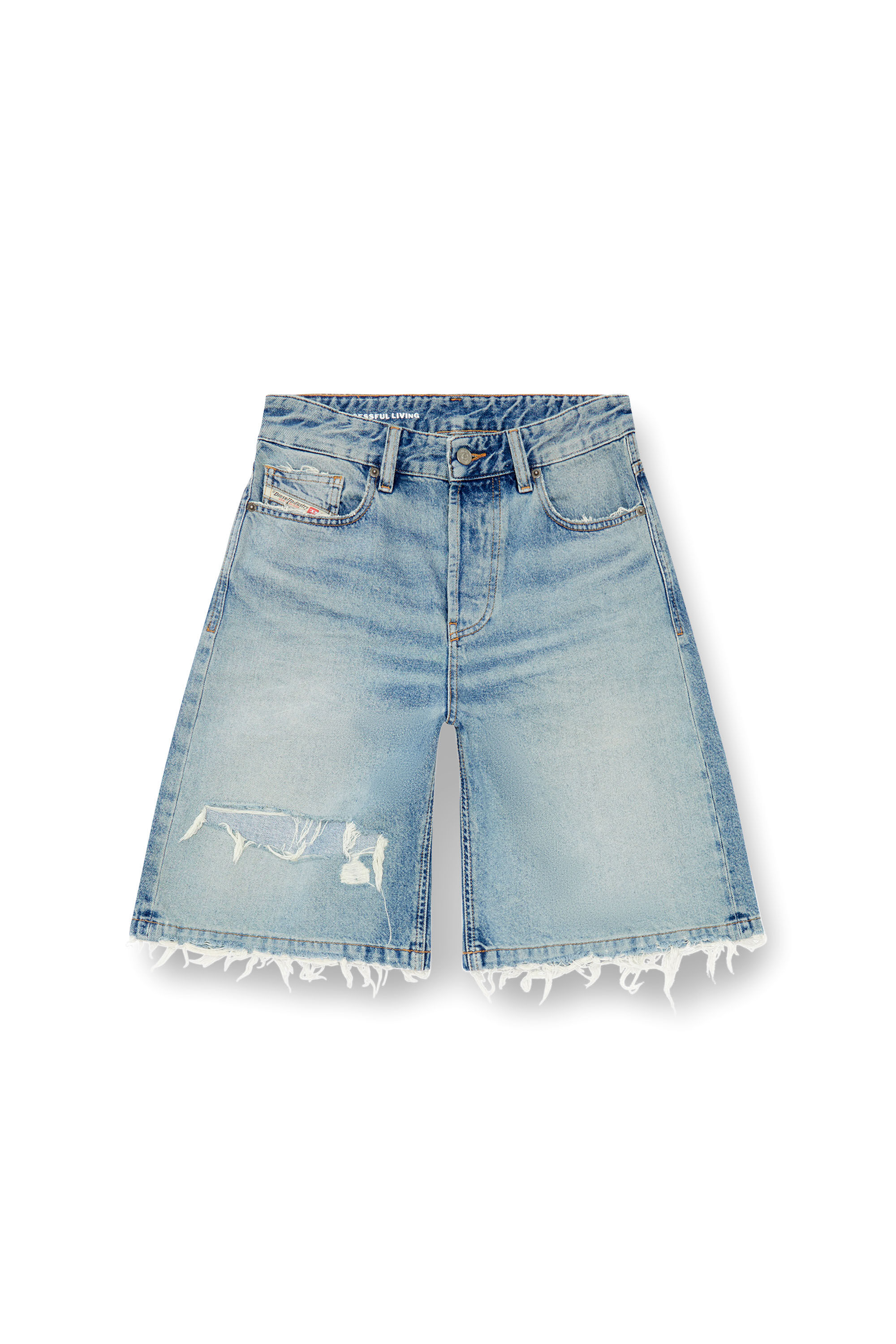 Blue ripped shorts online