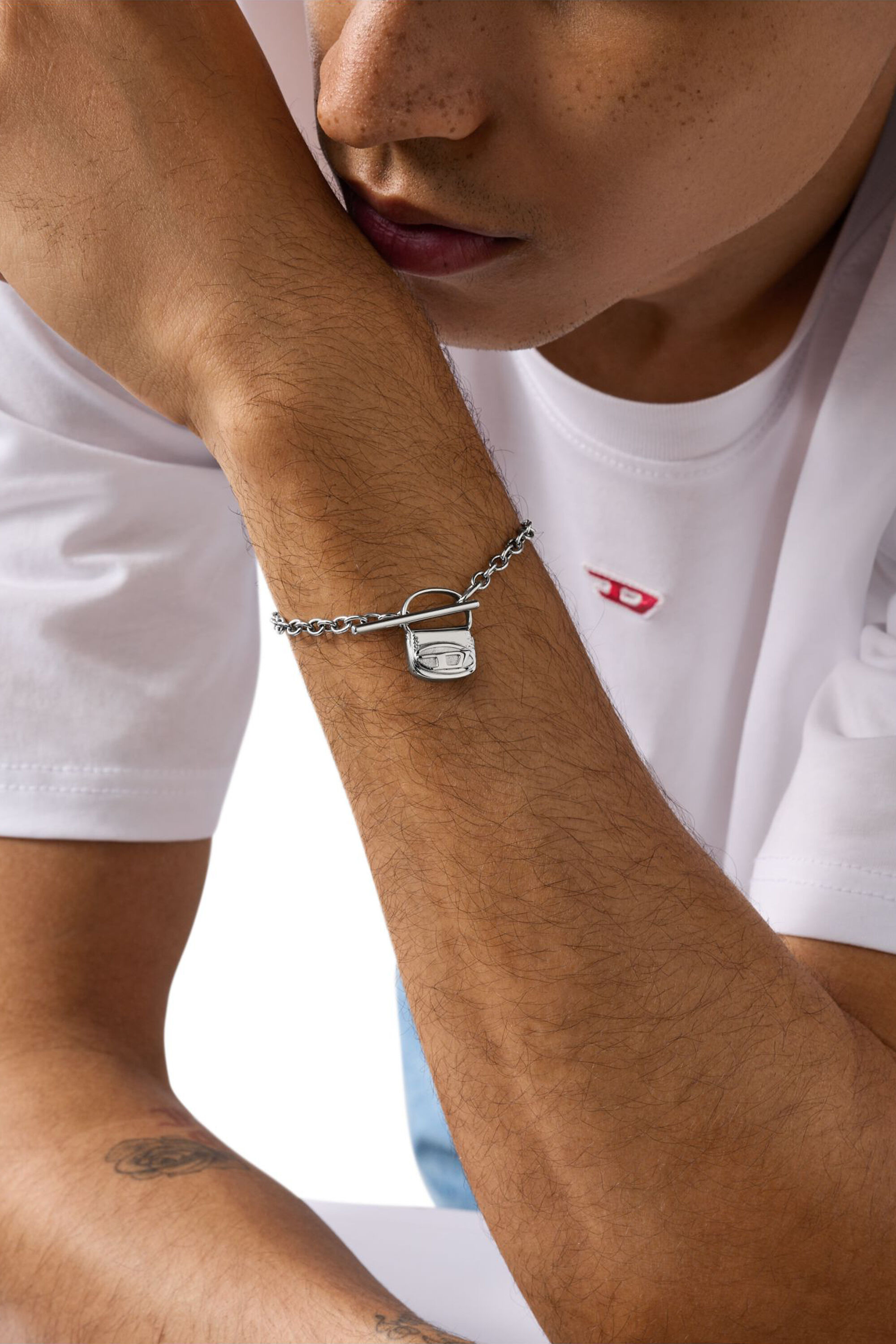 ☆DIESEL☆ bag charm bracelet DX1592040 Women's Stainless Steel Bracelet | Silver | Diesel