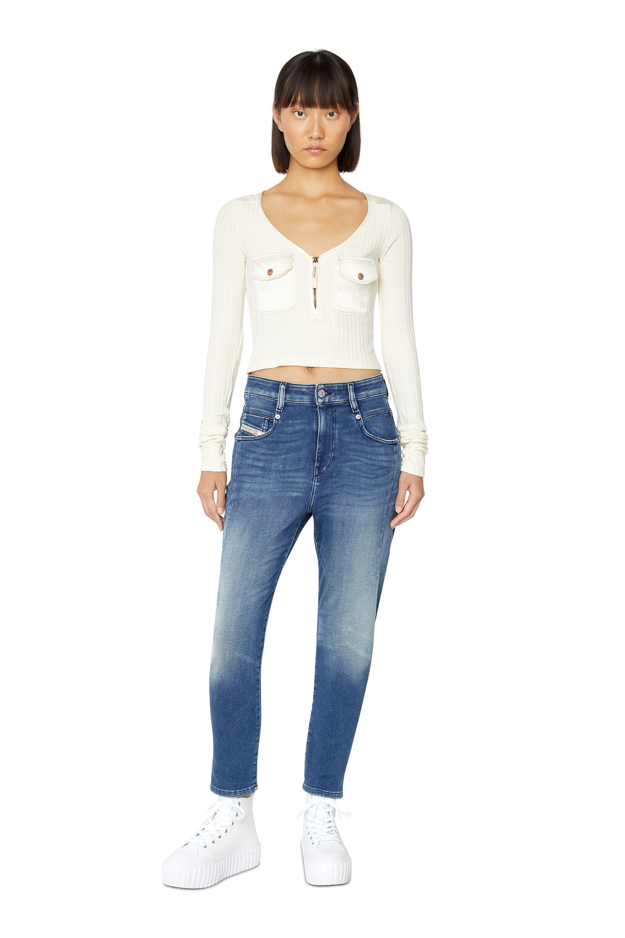 Diesel - S-HANAMI MID X, Woman's S-Hanami Mid X - High-top platform sneakers in leather in White - 7
