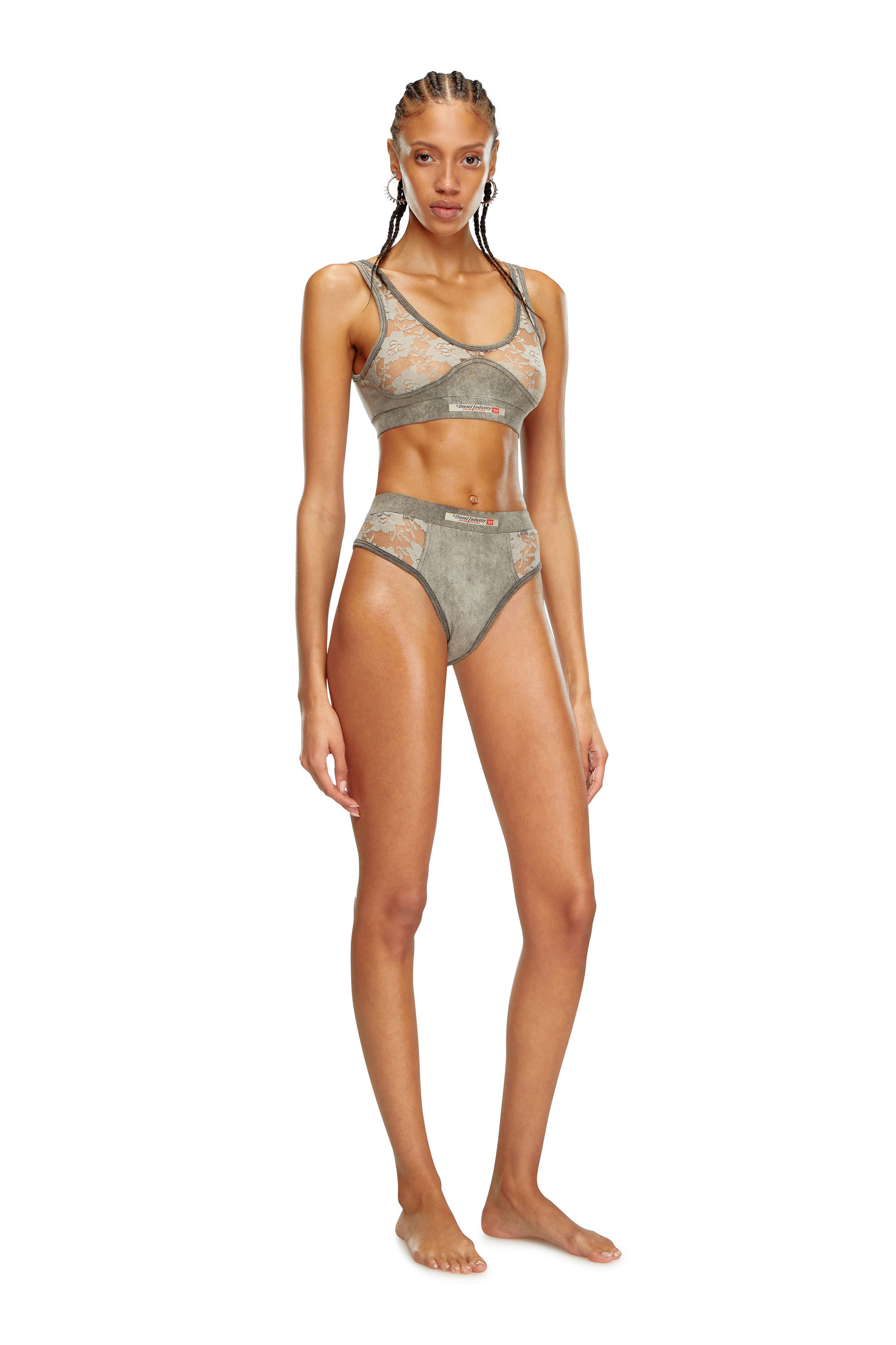 【激安】 briefs Marbled Women's with Diesel | Grey | panels lace パンツ