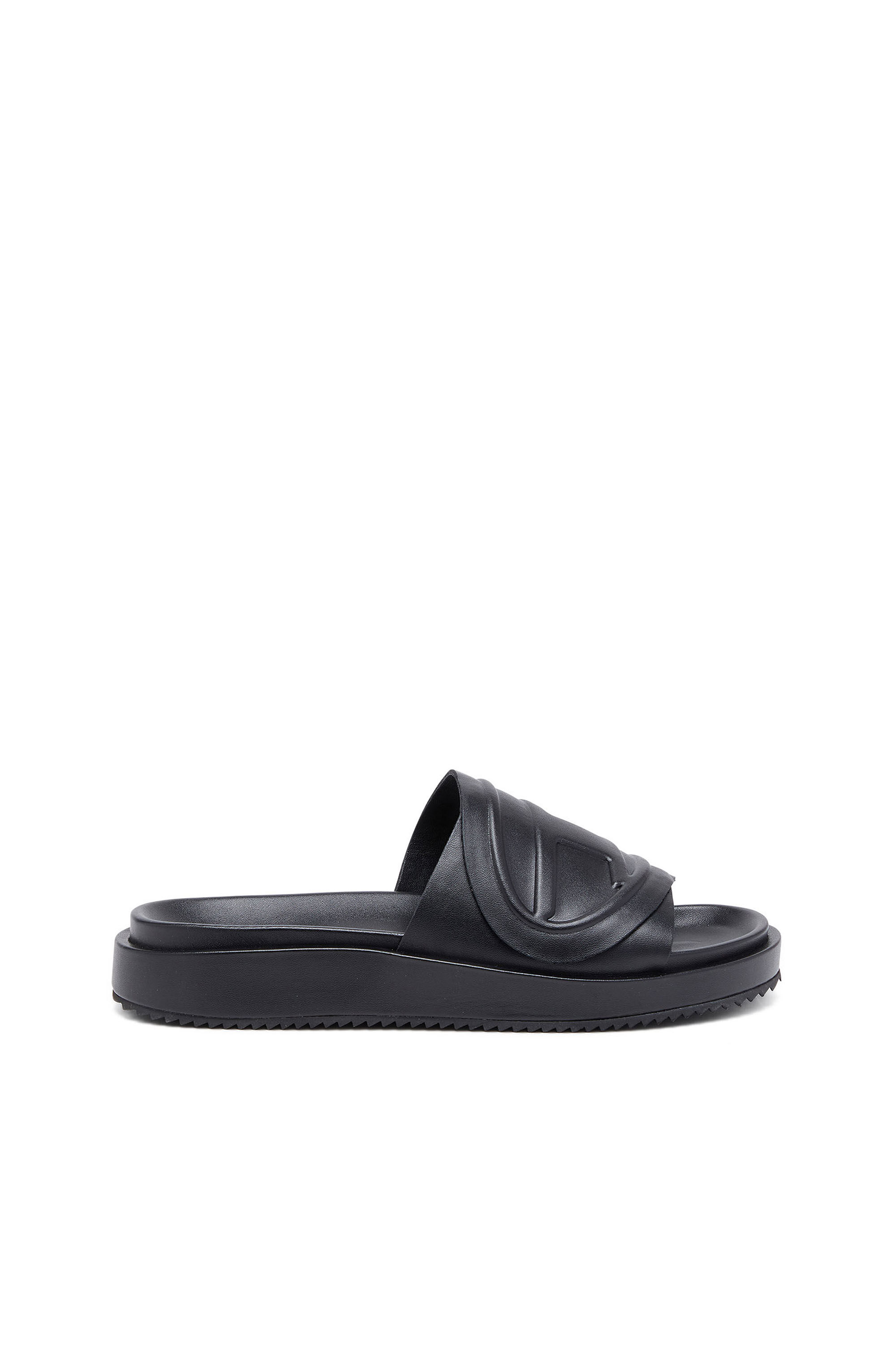 Women's Sa-Slide D-PU slides with embossed Oval D | Black