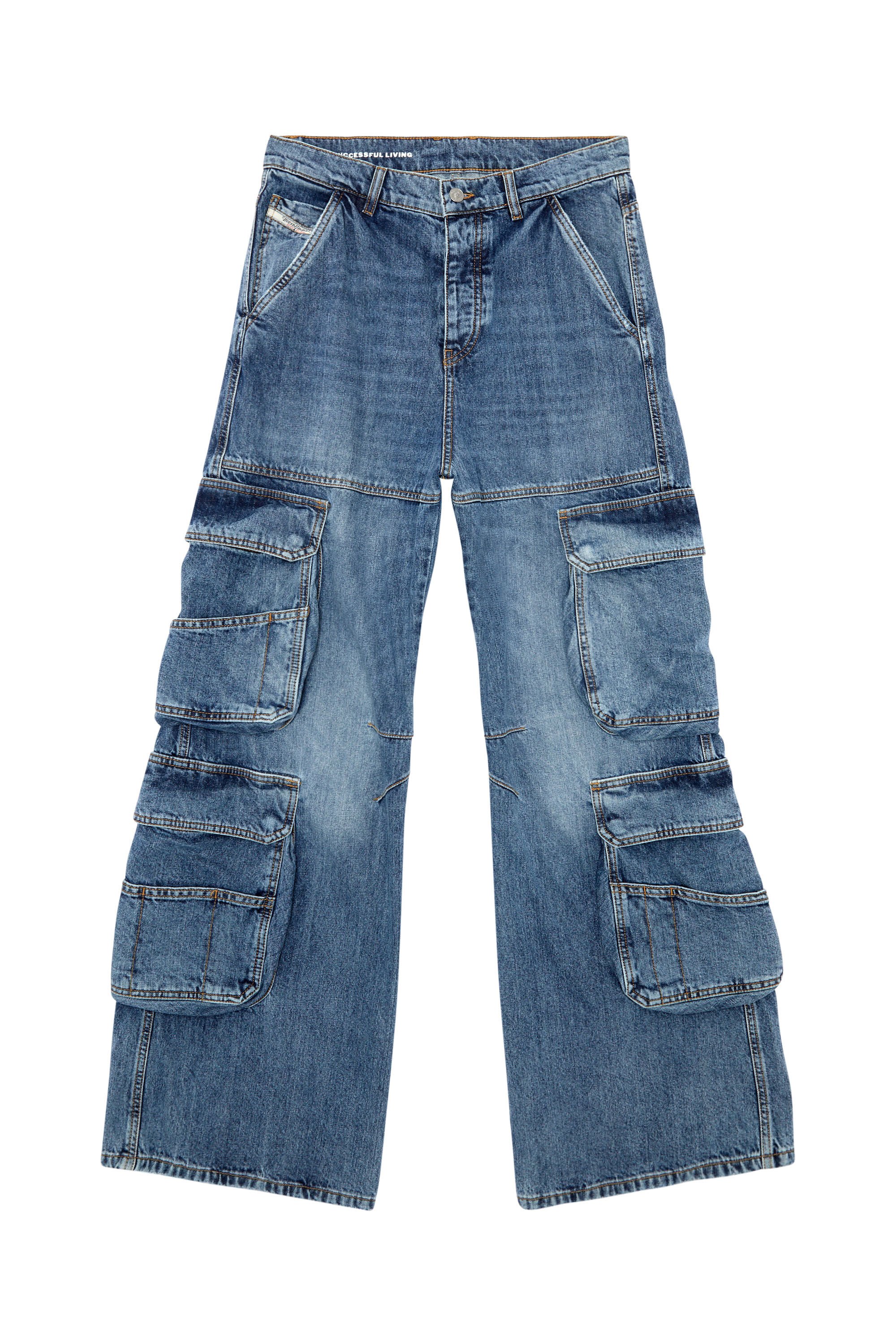 1996 D-Sire Women: Cargo Jeans with pockets, medium blue | Diesel
