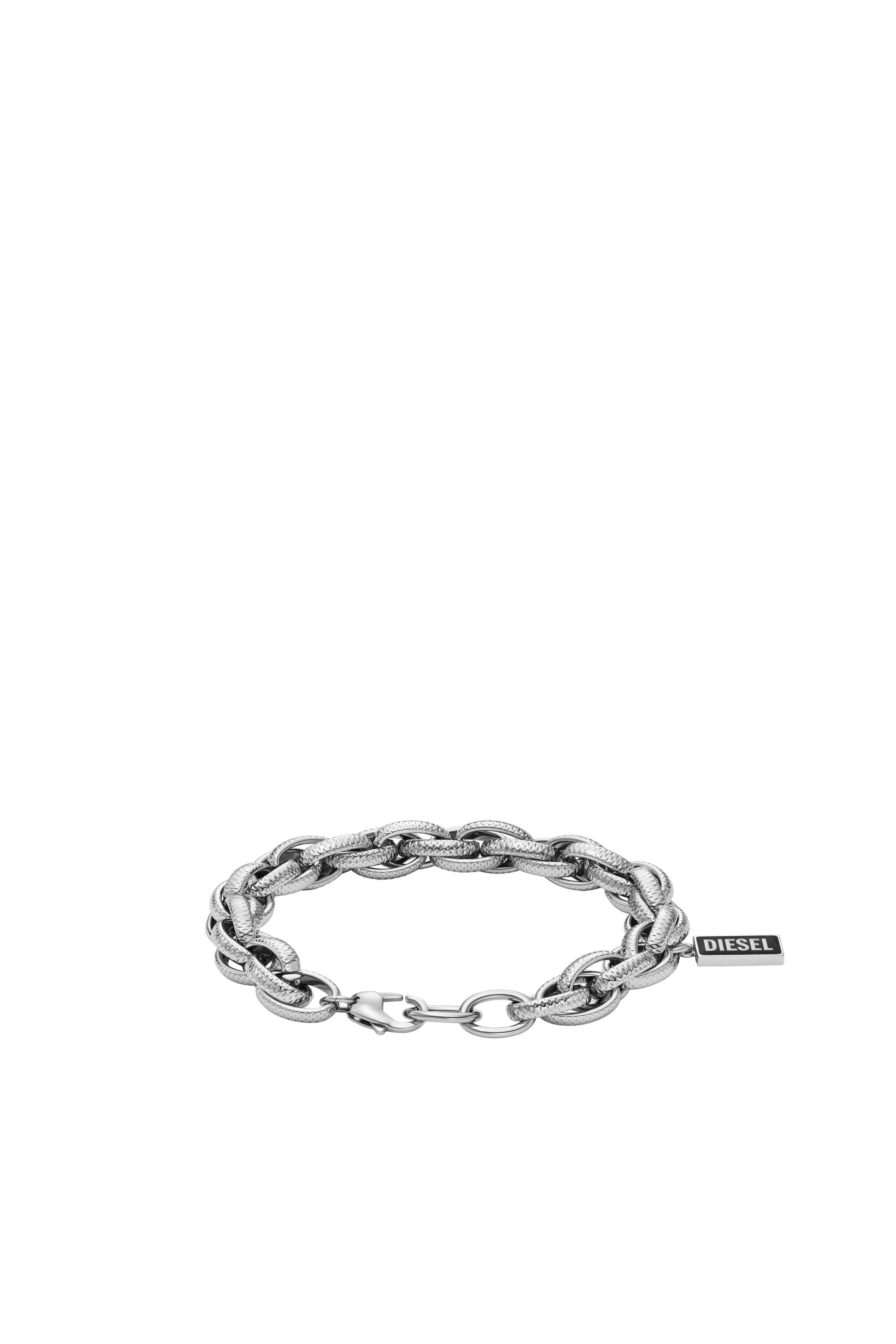 人気 完売必至【ディーゼル】dx1514 チェーンブレスレット Women's Black agate chain bracelet | Silver | Diesel