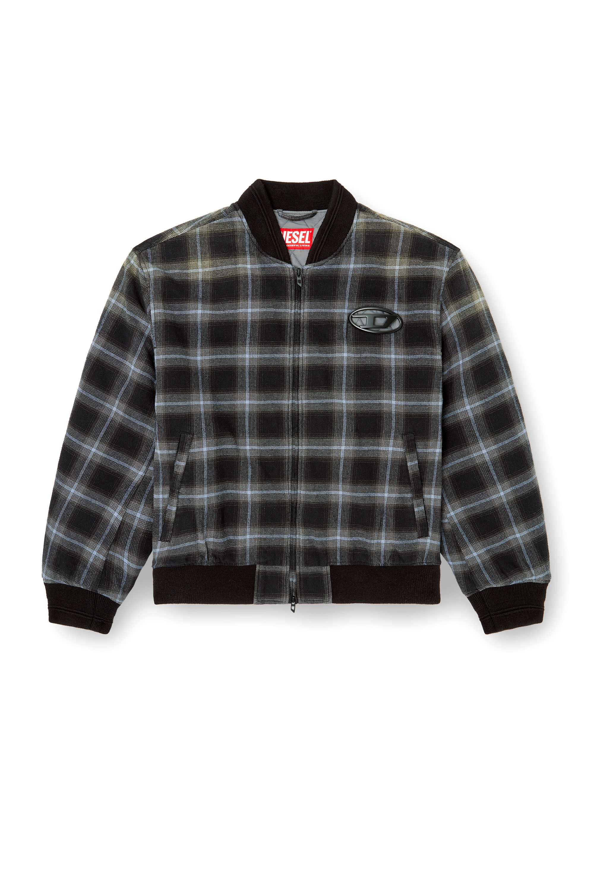 Diesel - J-SAINT, Chaqueta bomber acolchada en franela a cuadros Hombre in Multicolor - 2