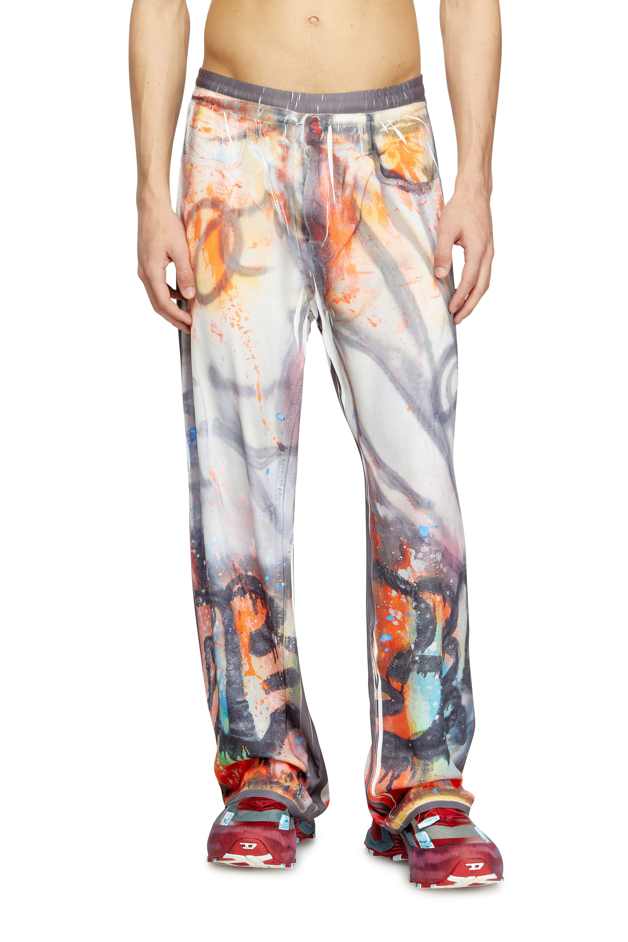 Women's Relaxed pant with graffiti print | Grey | Diesel