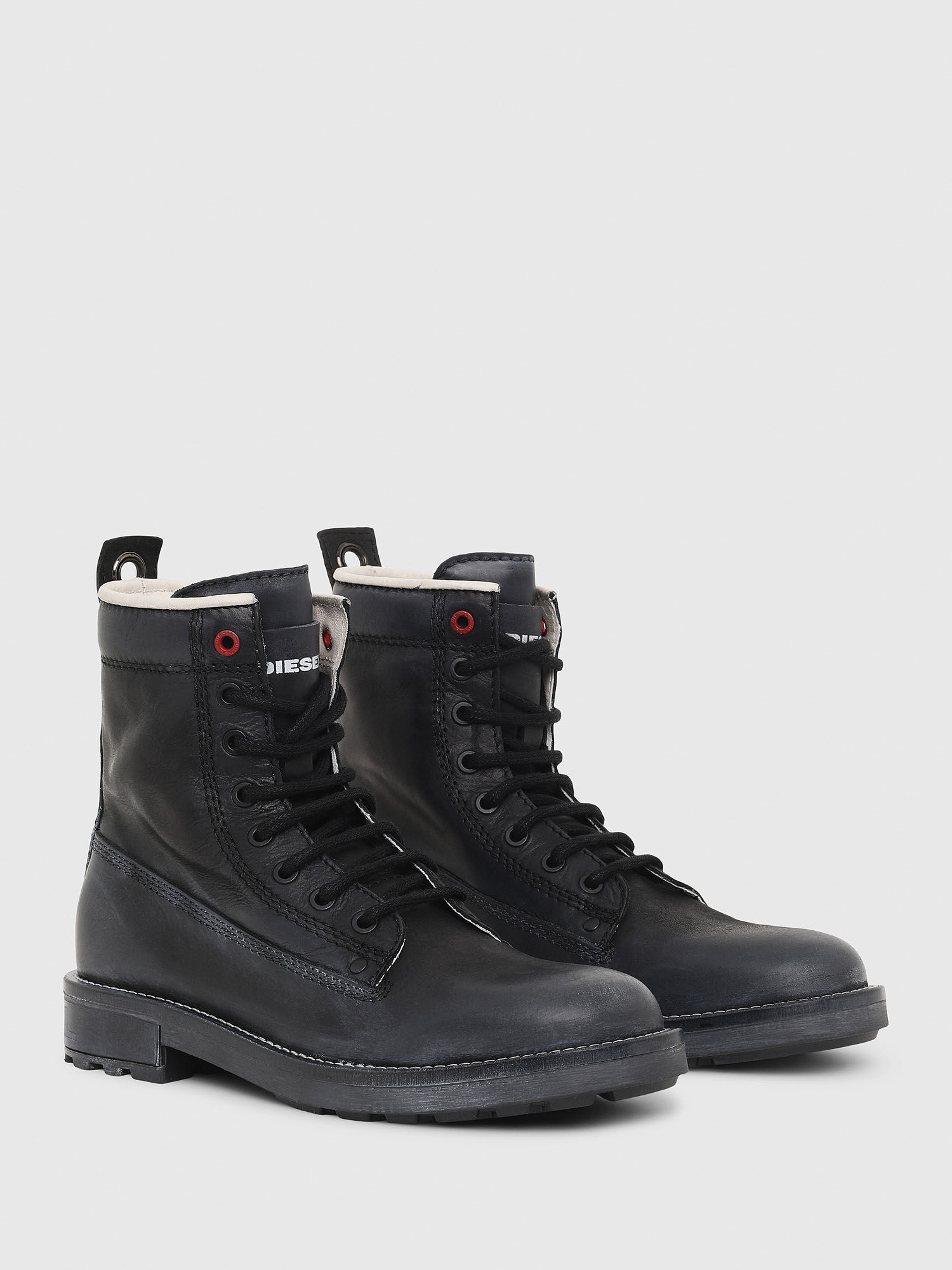 D-THROUPER DBB W Women: Combat boots in paint-effect leather | Diesel