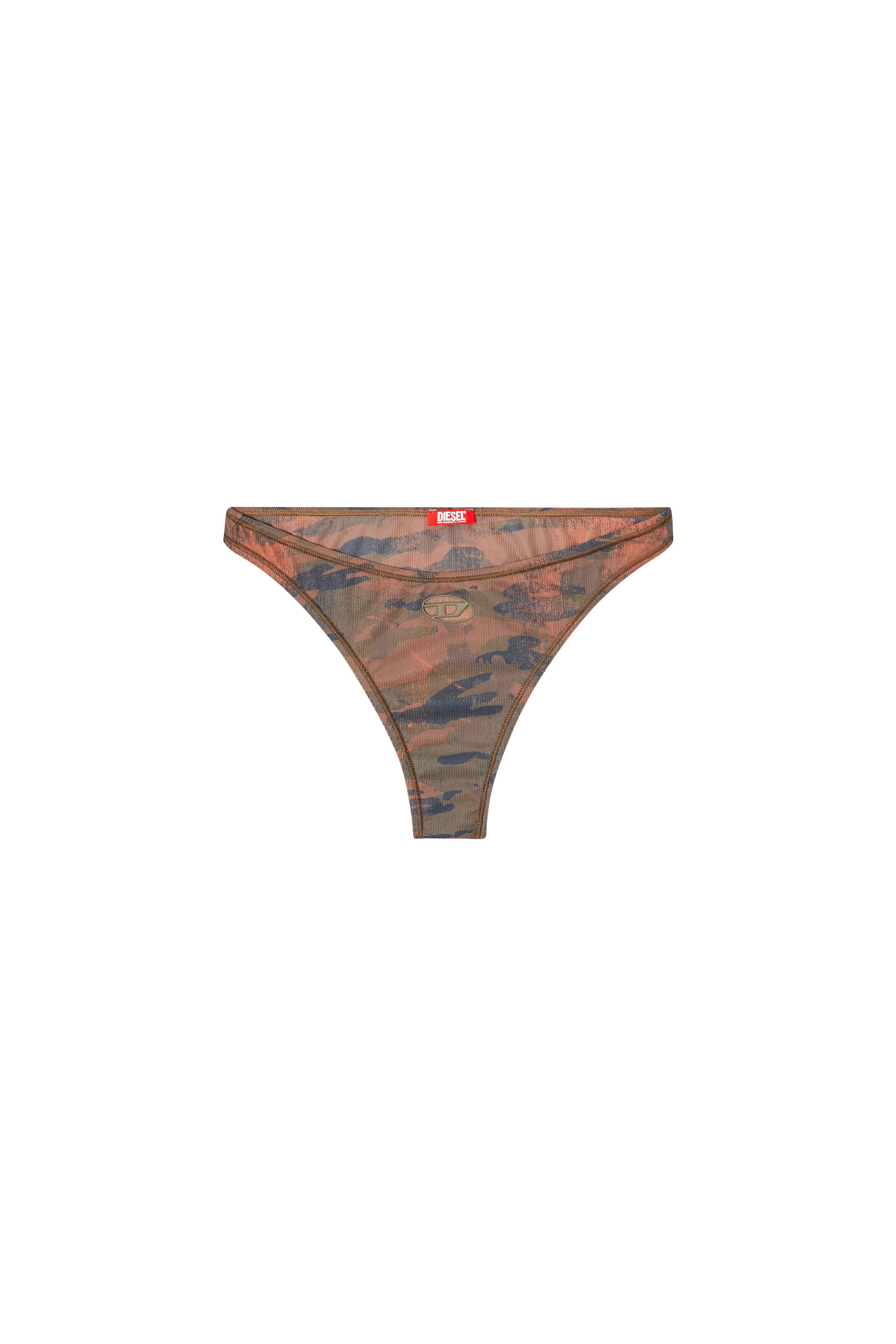 Diesel - BUNCHY-UTLT, Braguitas de bikini de camuflaje con logotipo recortado Mujer in Marrón - 4