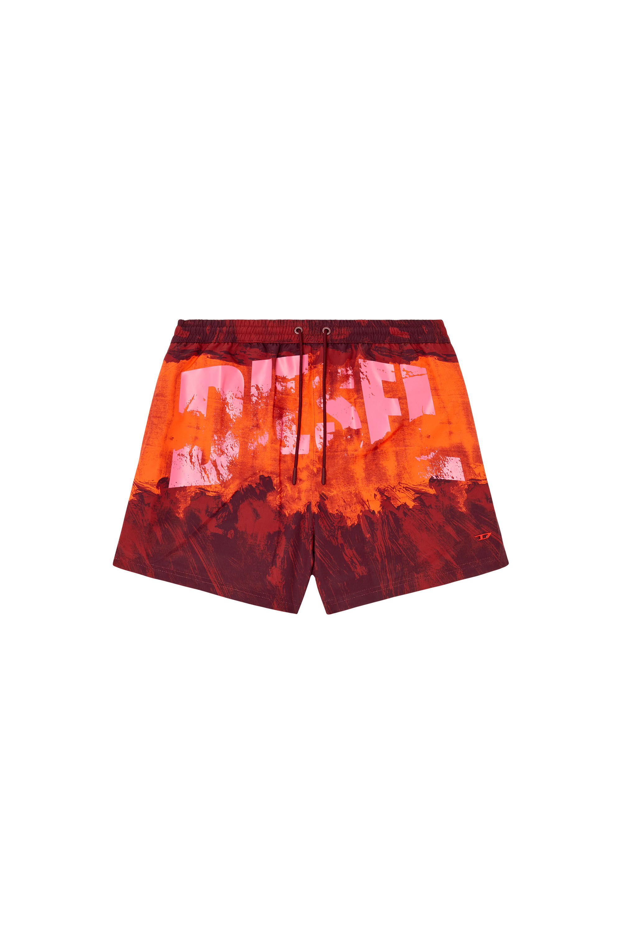 Men's Mid-length swim shorts with graphic print | Red | Diesel
