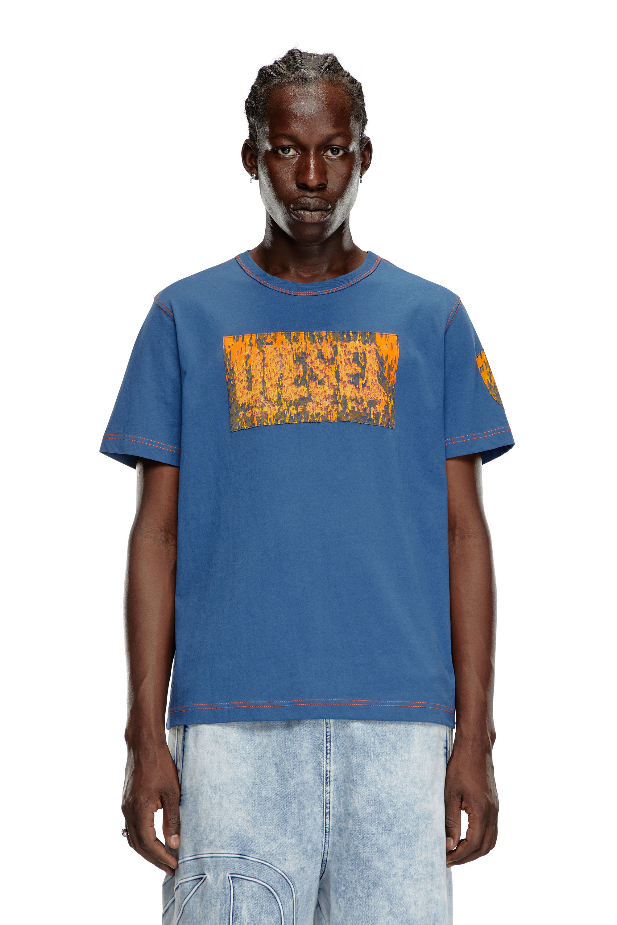 Diesel - T-ADJUST-Q1, Man's T-shirt with graphic patches in Blue - 3