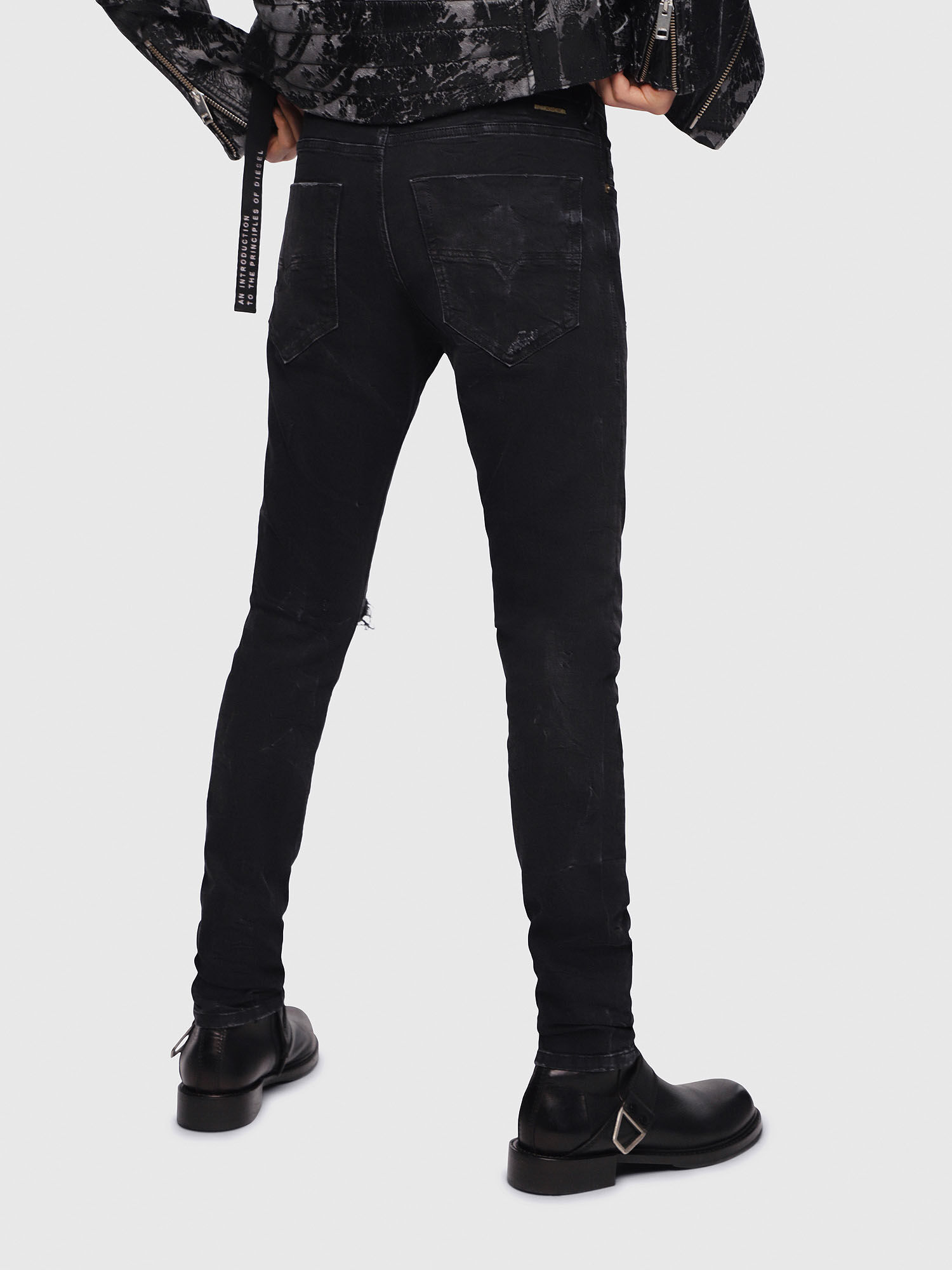 Tepphar Slim Jeans 069DV: Black/Dark Grey Wash, Destroyed, Stretch